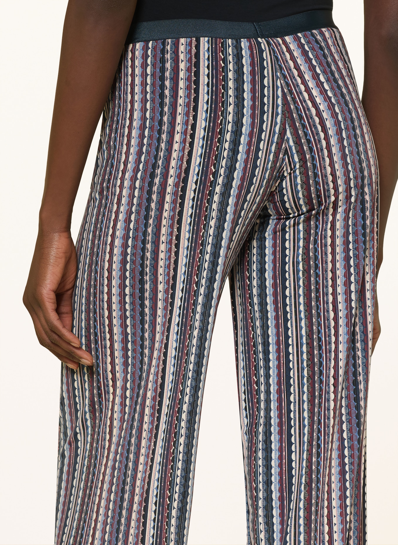 SIYU Marlenehose aus Jersey: DUNKELBLAU / CREME / LILA