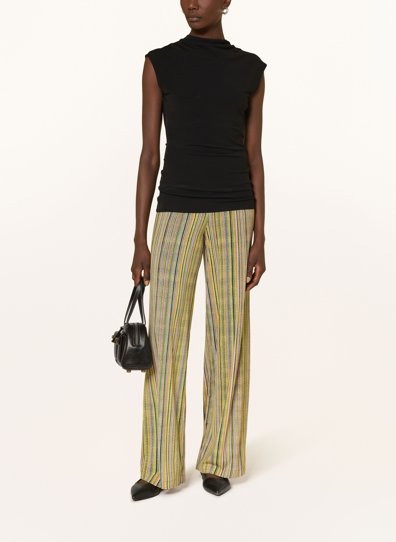 SIYU Marlenehose aus Jersey: GELB / ALTROSA / PETROL