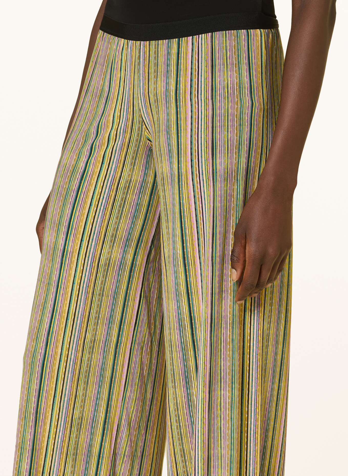 SIYU Marlenehose aus Jersey: GELB / ALTROSA / PETROL