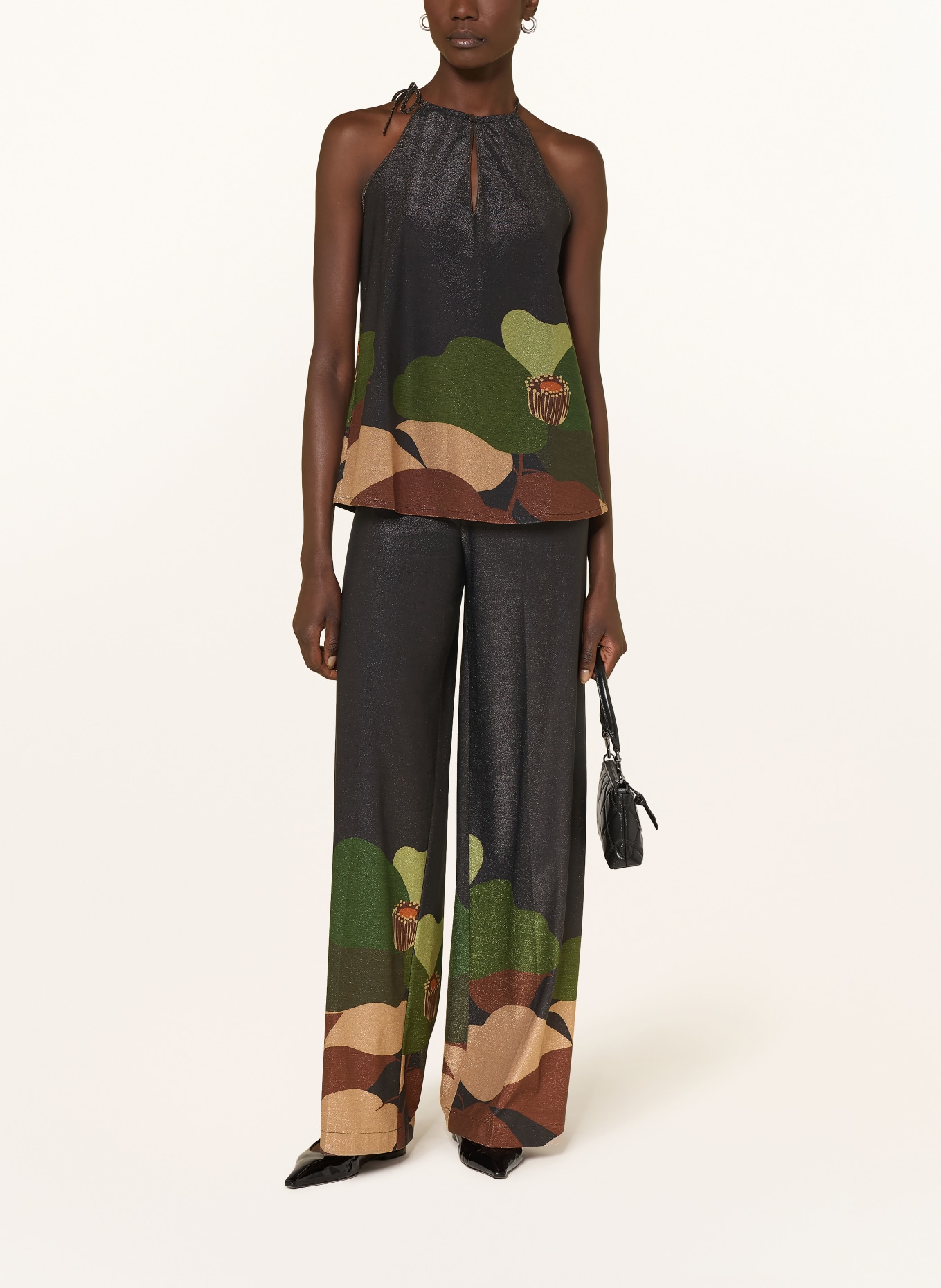 SIYU Top with glitter yarn: GREEN / GOLD / DARK GREEN