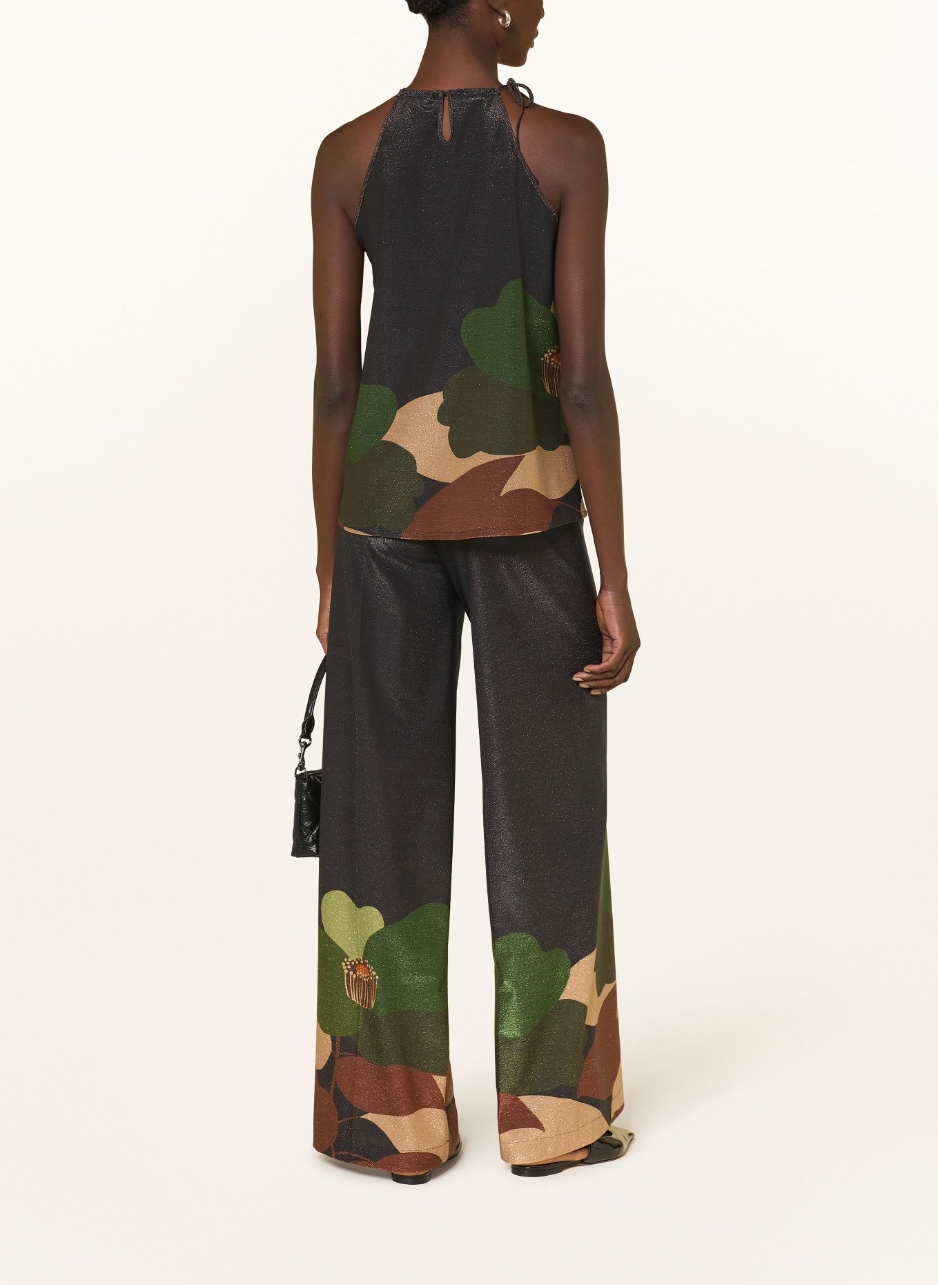 SIYU Top with glitter yarn: GREEN / GOLD / DARK GREEN