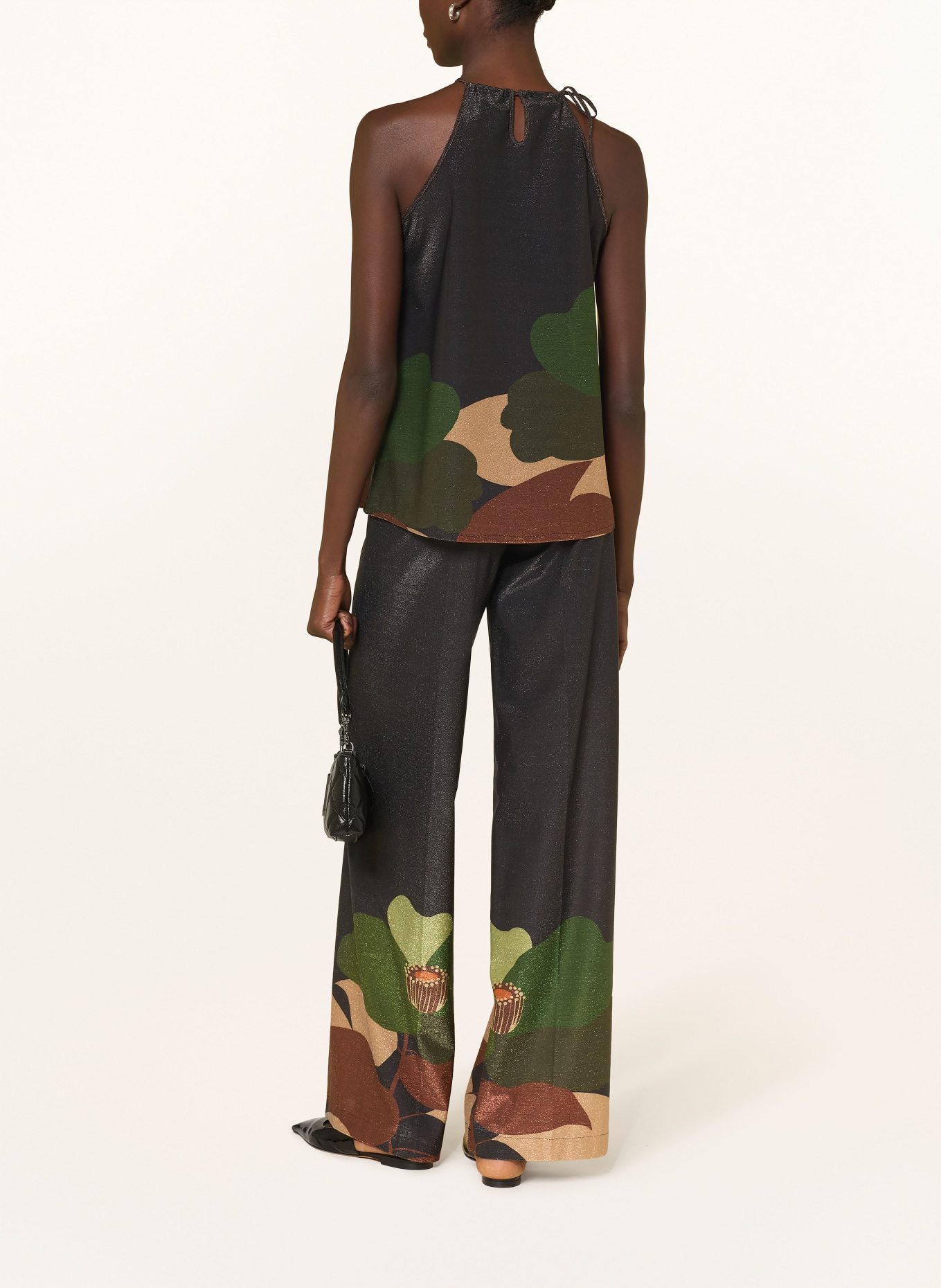 SIYU Marlenehose mit Glitzergarn: DUNKELGRAU / BRAUN / GRÜN