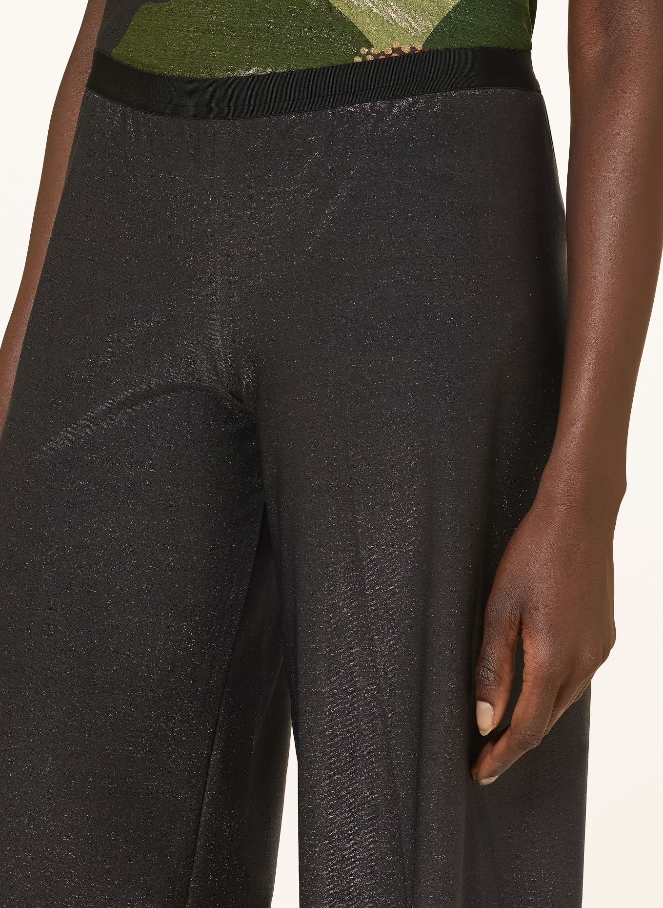 SIYU Marlenehose mit Glitzergarn: DUNKELGRAU / BRAUN / GRÜN