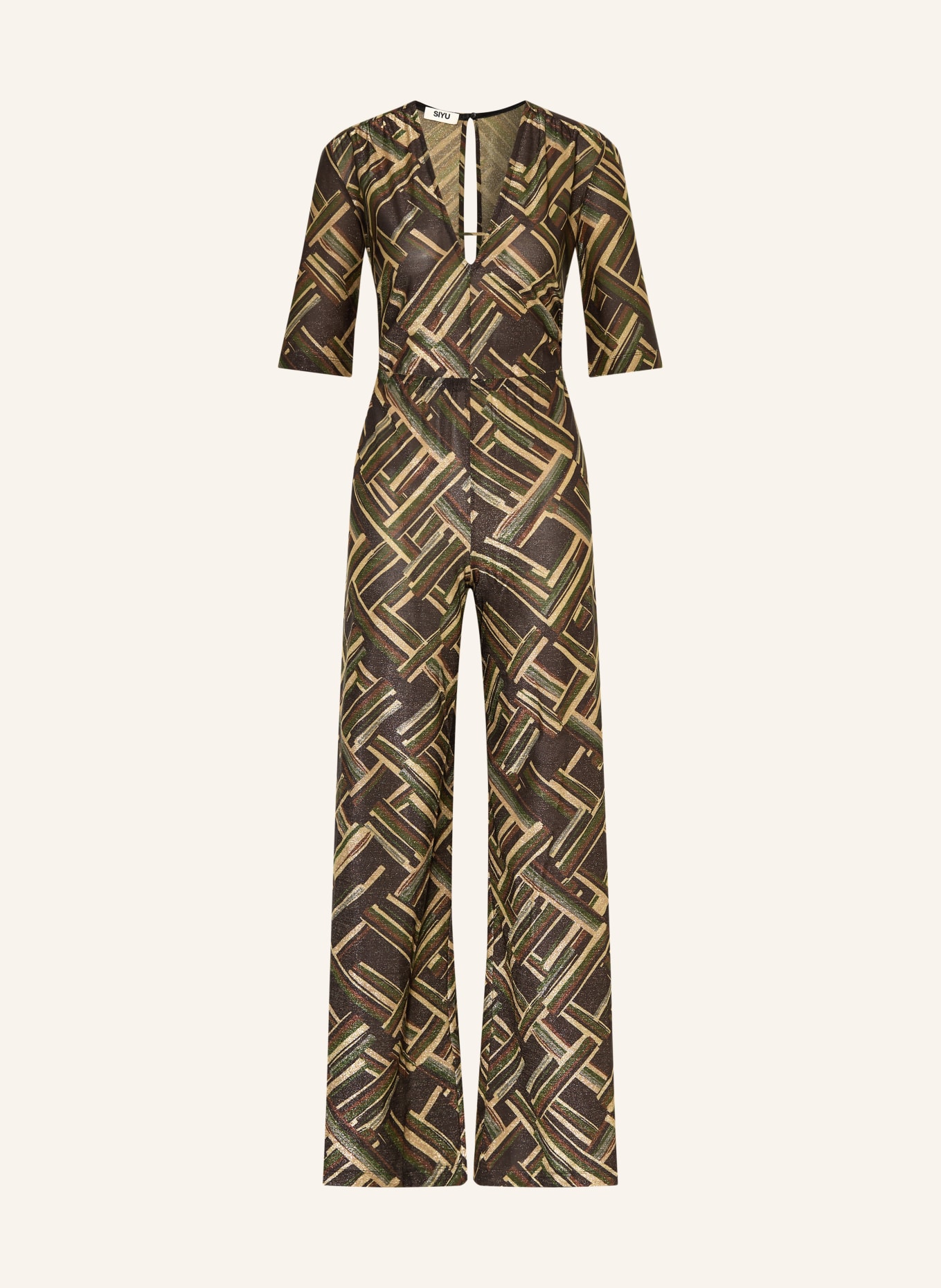 SIYU Jumpsuit with glitter thread: LIGHT GREEN / BROWN / BLACK