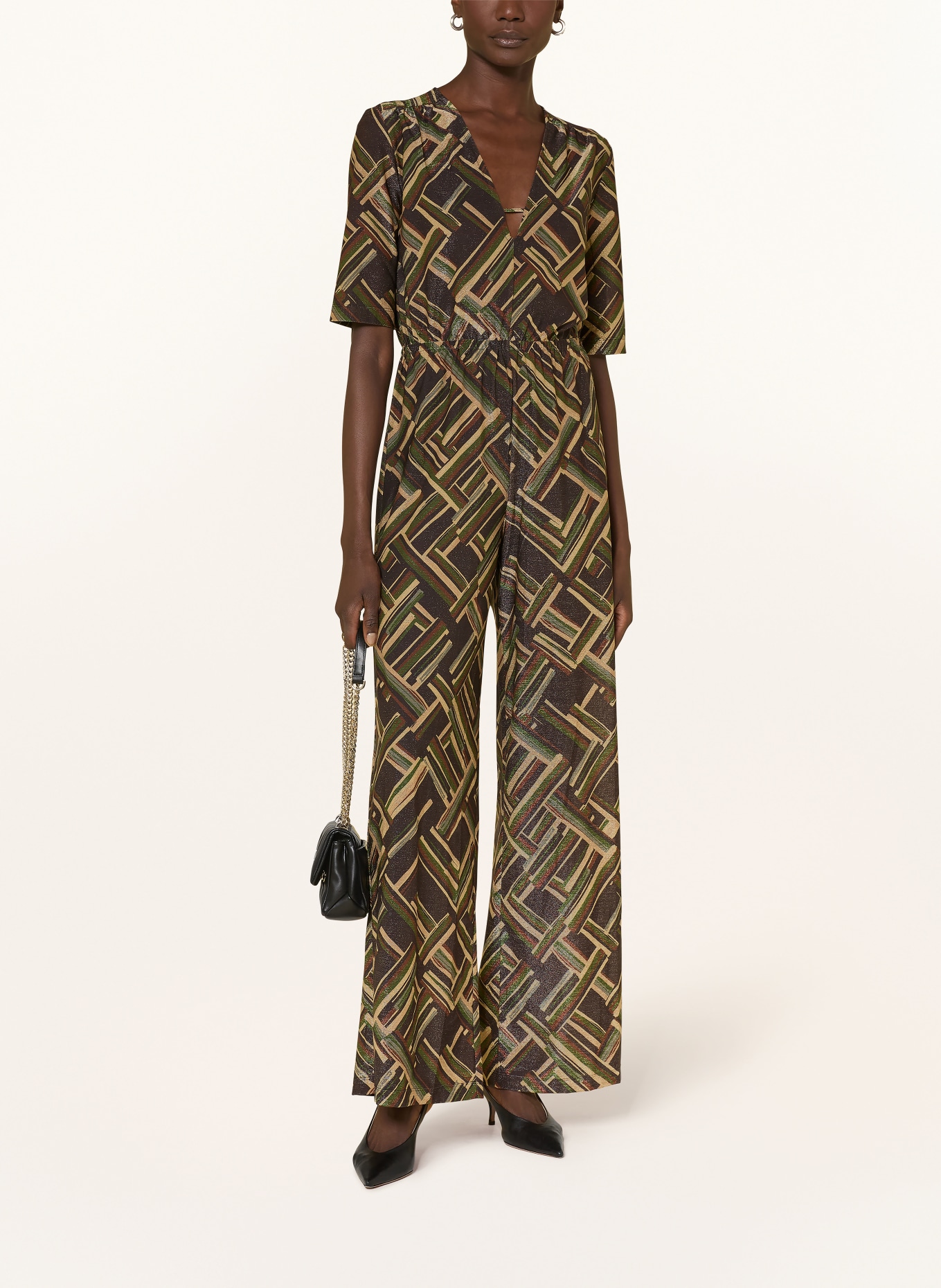 SIYU Jumpsuit with glitter thread: LIGHT GREEN / BROWN / BLACK