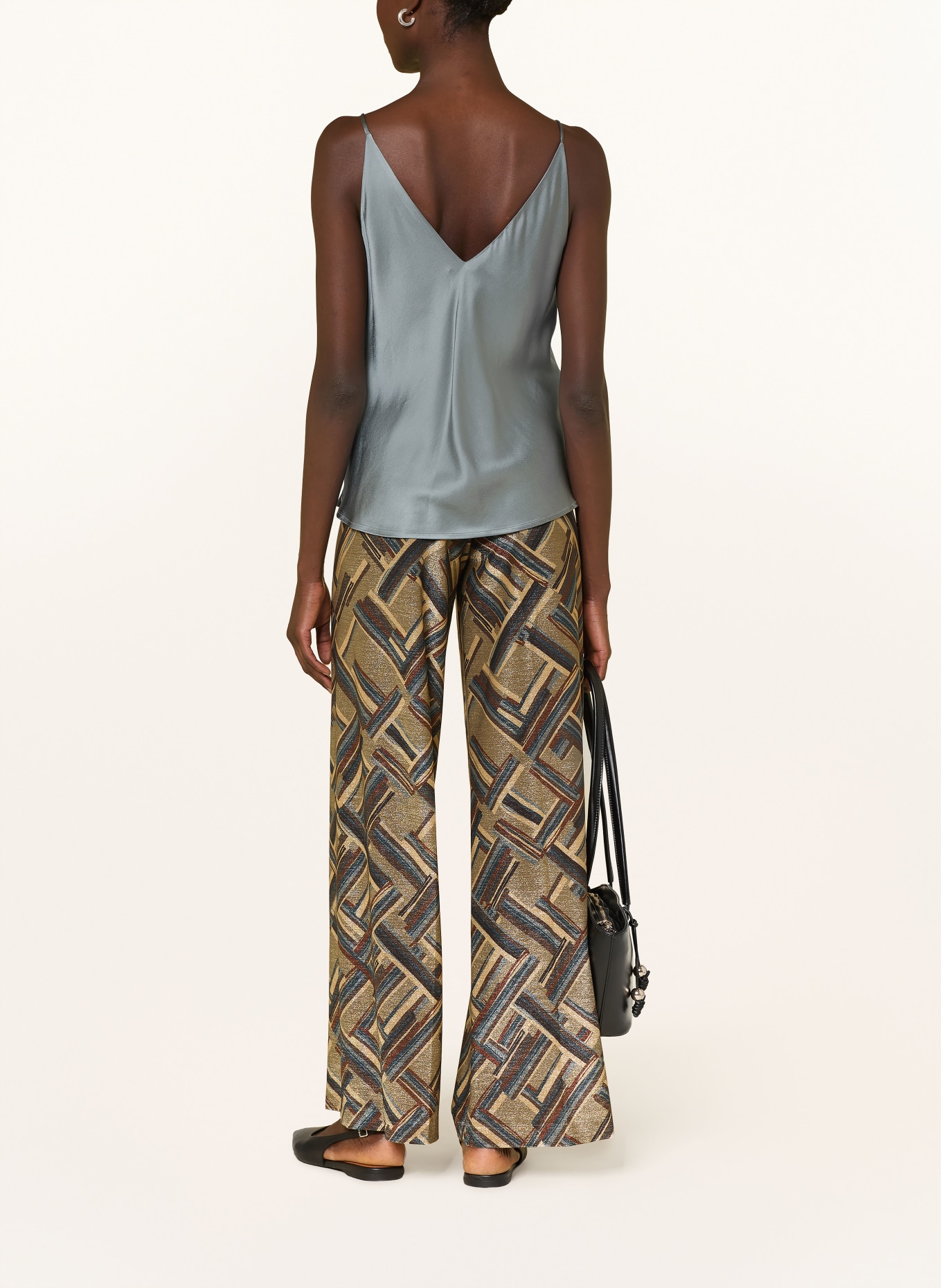 SIYU Marlenehose aus Jersey mit Glitzergarn: GOLD / BRAUN / PETROL