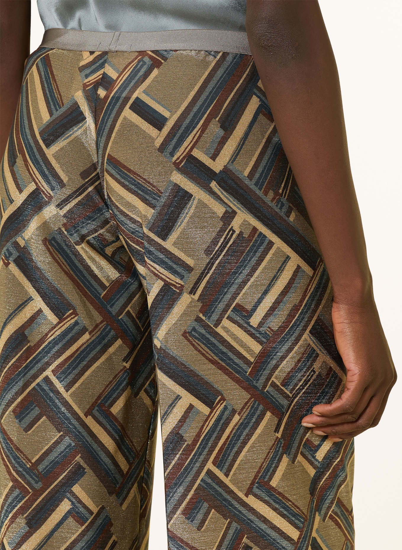 SIYU Marlenehose aus Jersey mit Glitzergarn: GOLD / BRAUN / PETROL