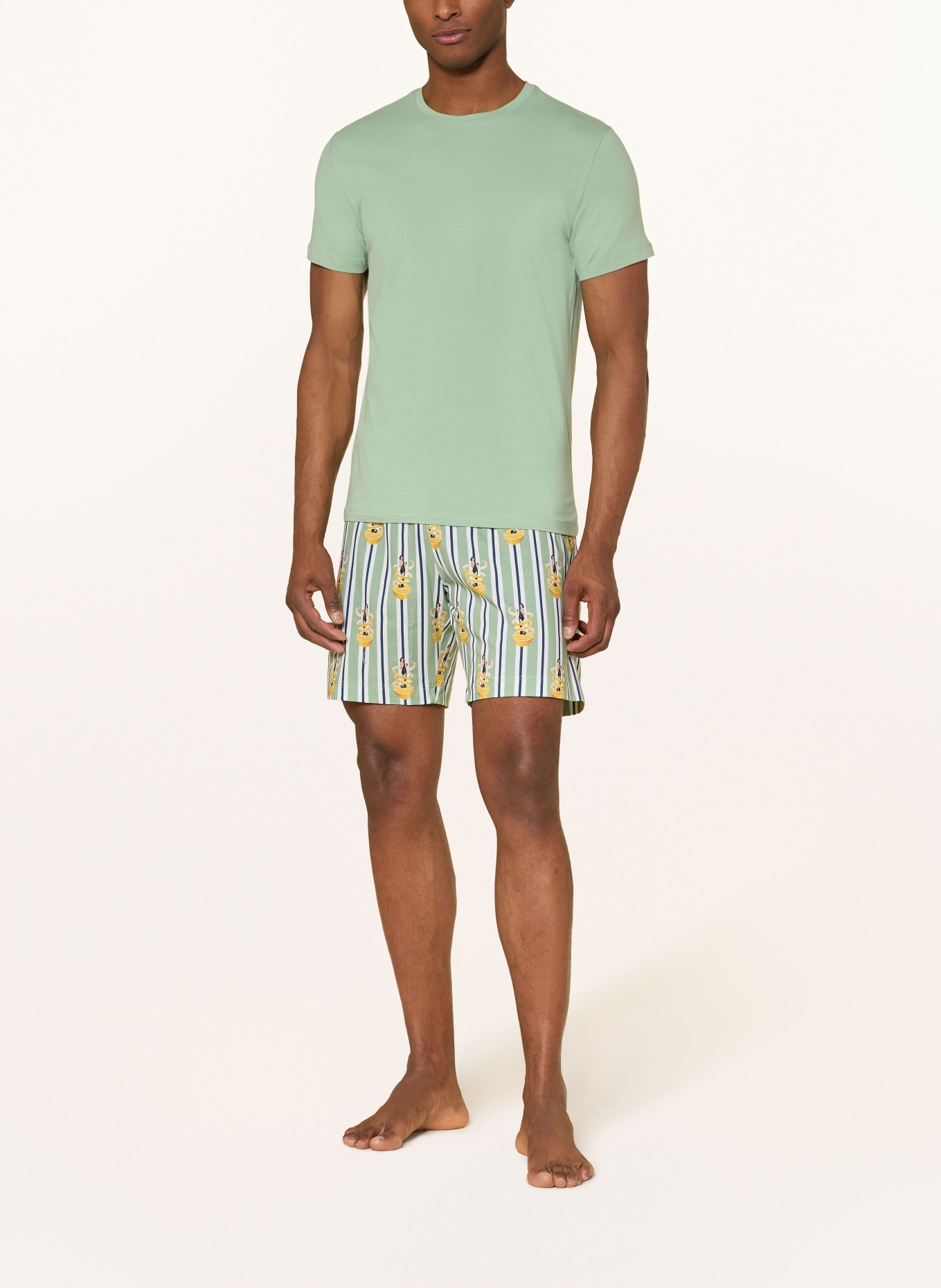 mey Schlafshorts Serie FIZZ & FLAVOURS: HELLGRÜN / BLAU / WEISS