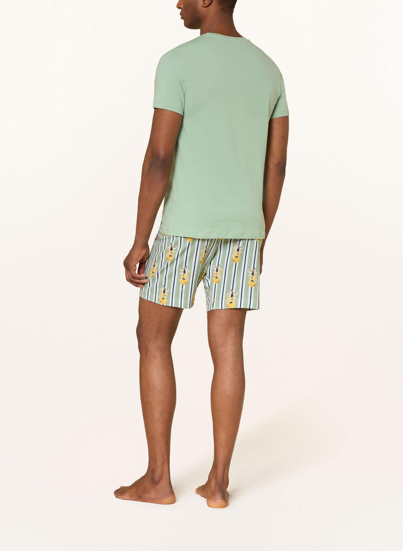 mey Schlafshorts Serie FIZZ & FLAVOURS: HELLGRÜN / BLAU / WEISS