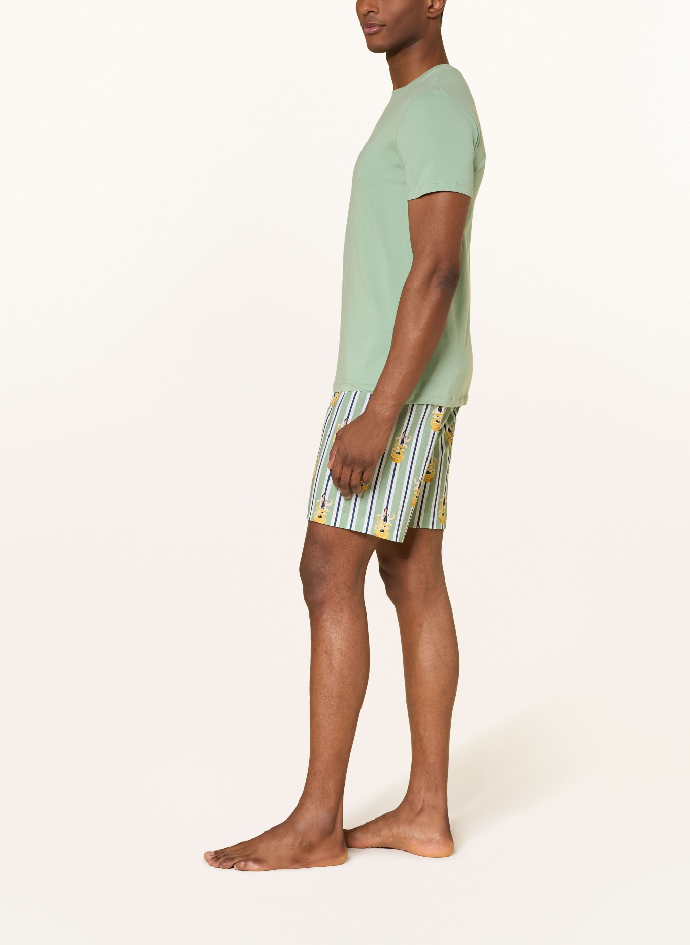 mey Schlafshorts Serie FIZZ & FLAVOURS: HELLGRÜN / BLAU / WEISS