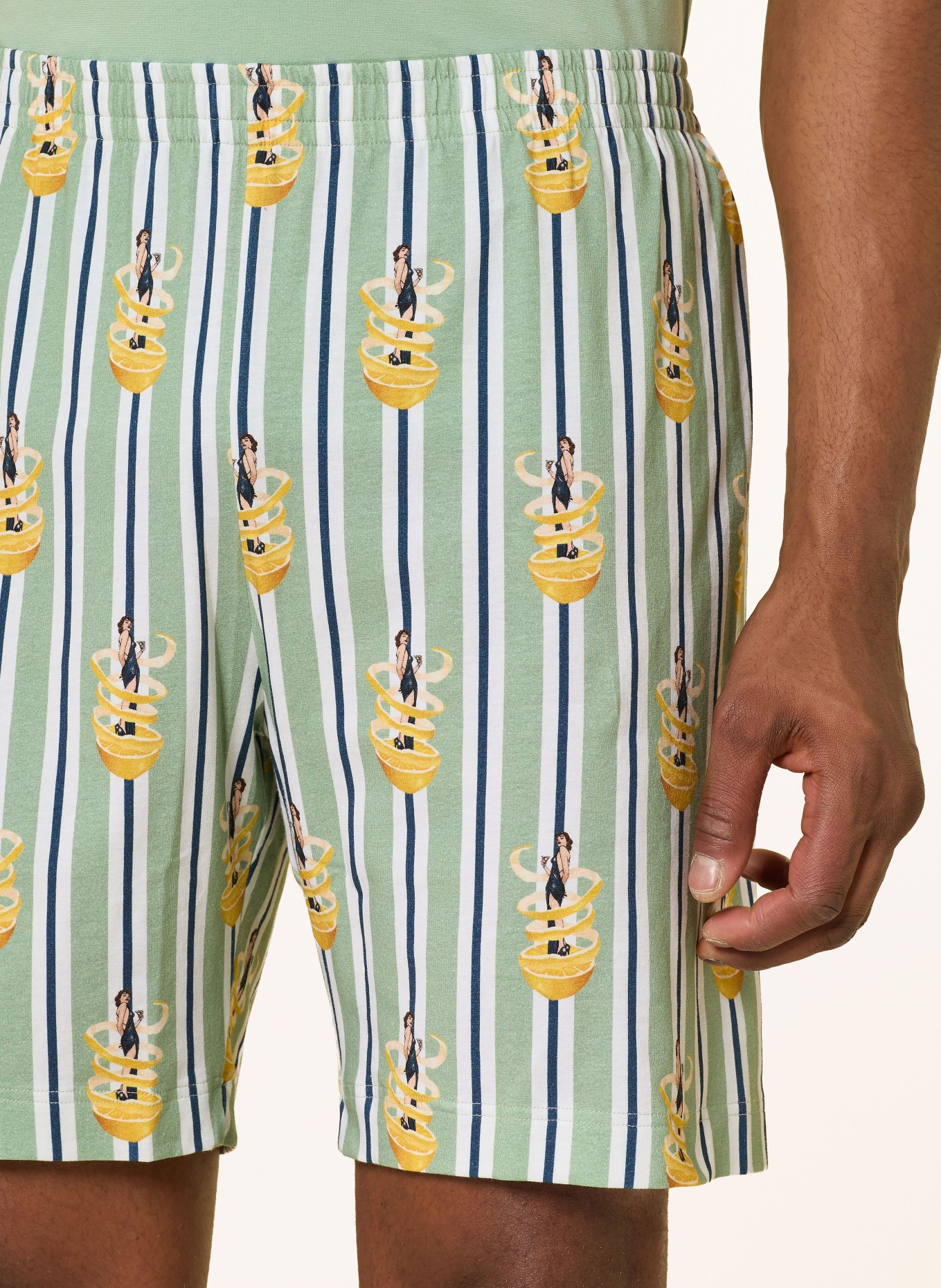 mey Schlafshorts Serie FIZZ & FLAVOURS: HELLGRÜN / BLAU / WEISS