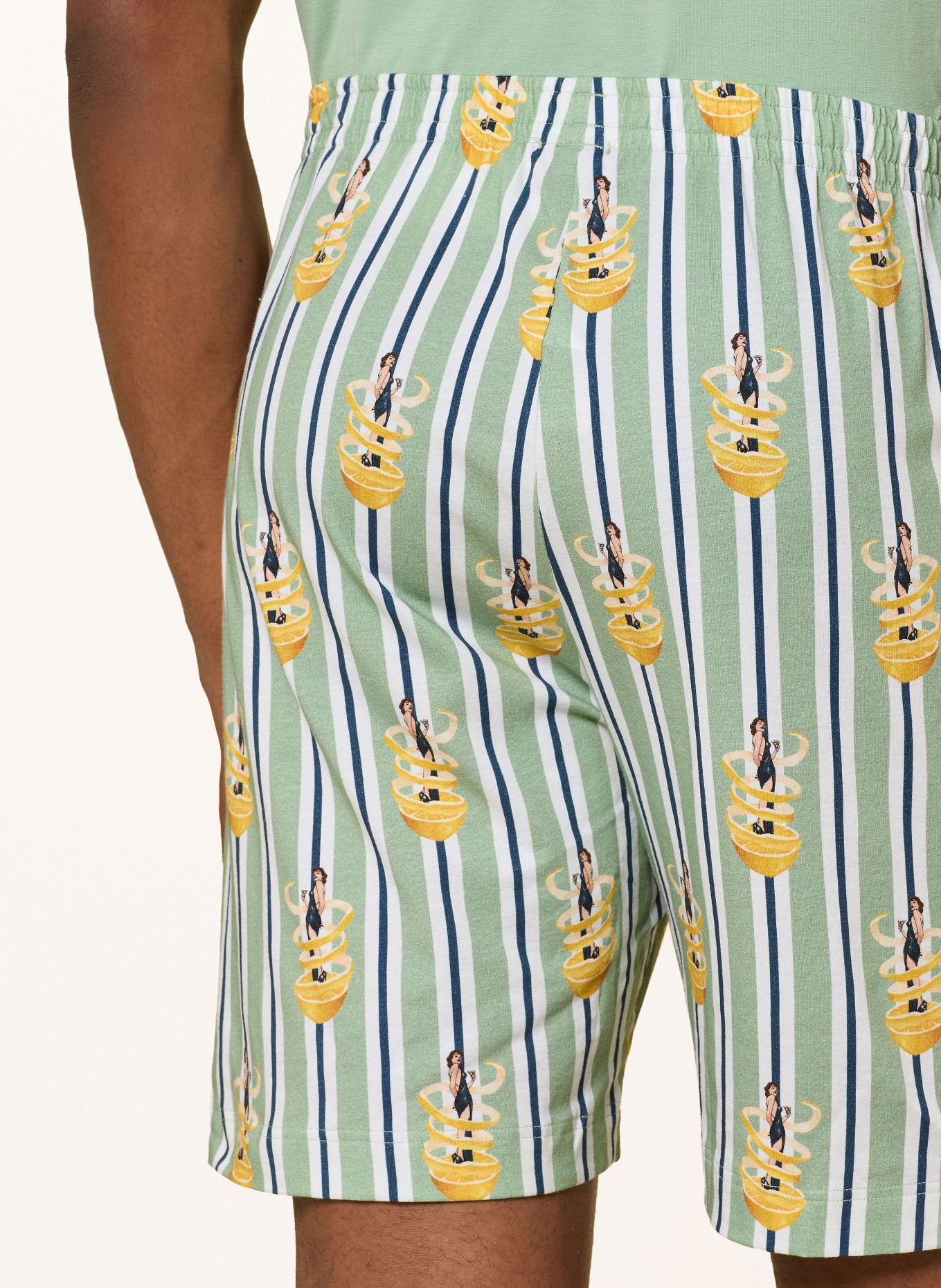 mey Schlafshorts Serie FIZZ & FLAVOURS: HELLGRÜN / BLAU / WEISS