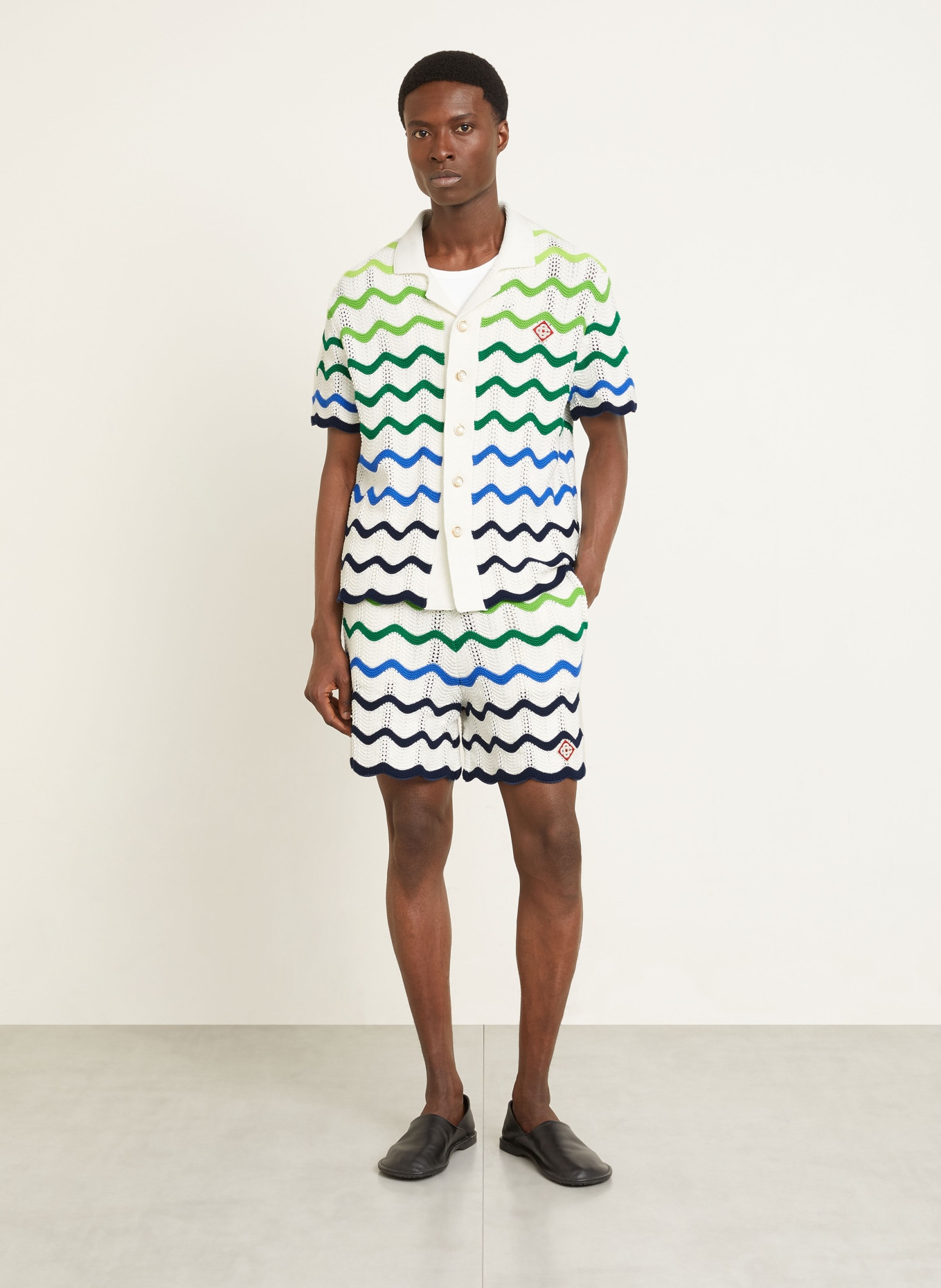 Casablanca Pletená košile Comfort-Fit: BÍLÁ / ZELENÁ / MODRÁ