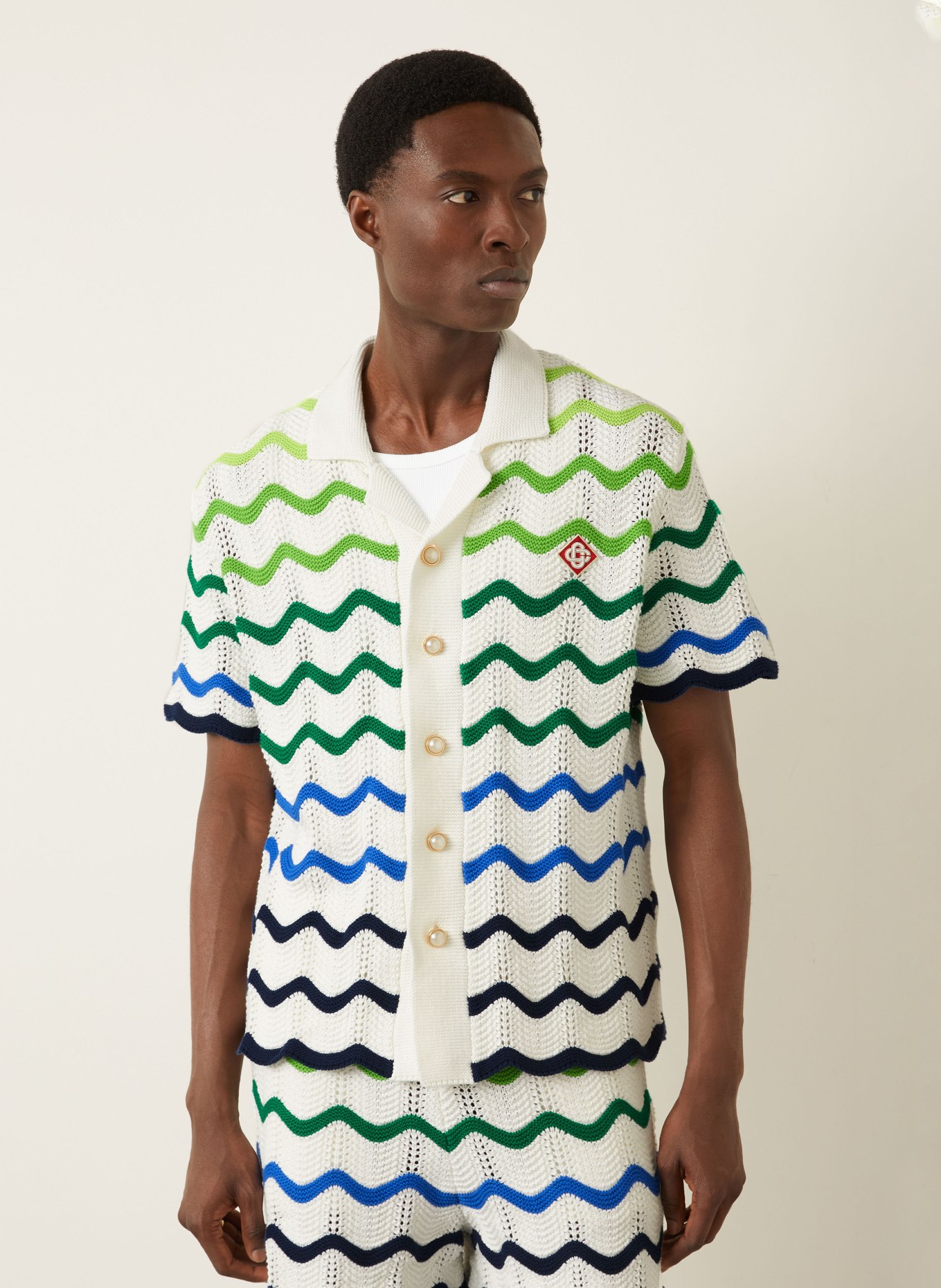 Casablanca Pletená košile Comfort-Fit: BÍLÁ / ZELENÁ / MODRÁ