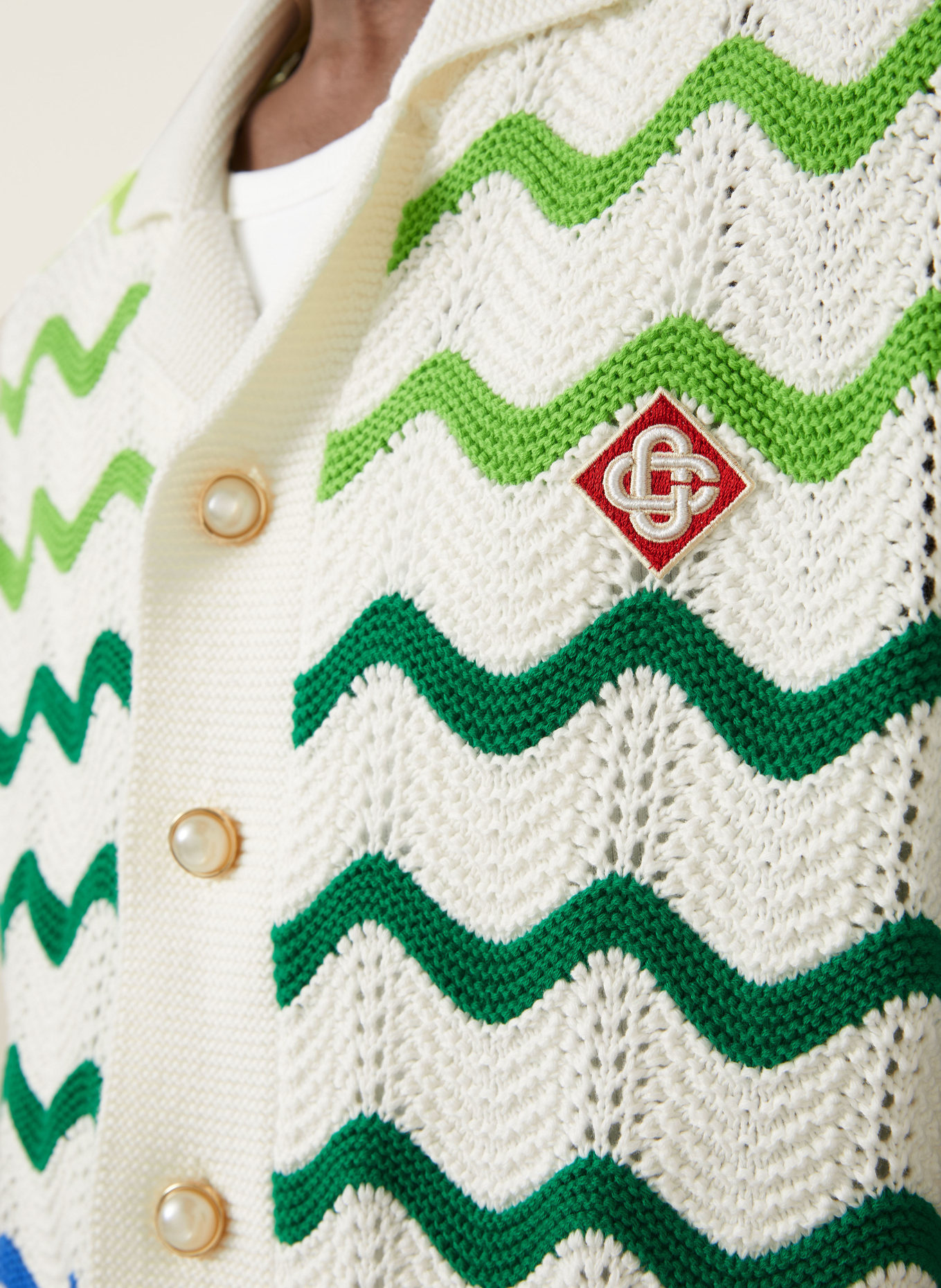 Casablanca Pletená košile Comfort-Fit: BÍLÁ / ZELENÁ / MODRÁ