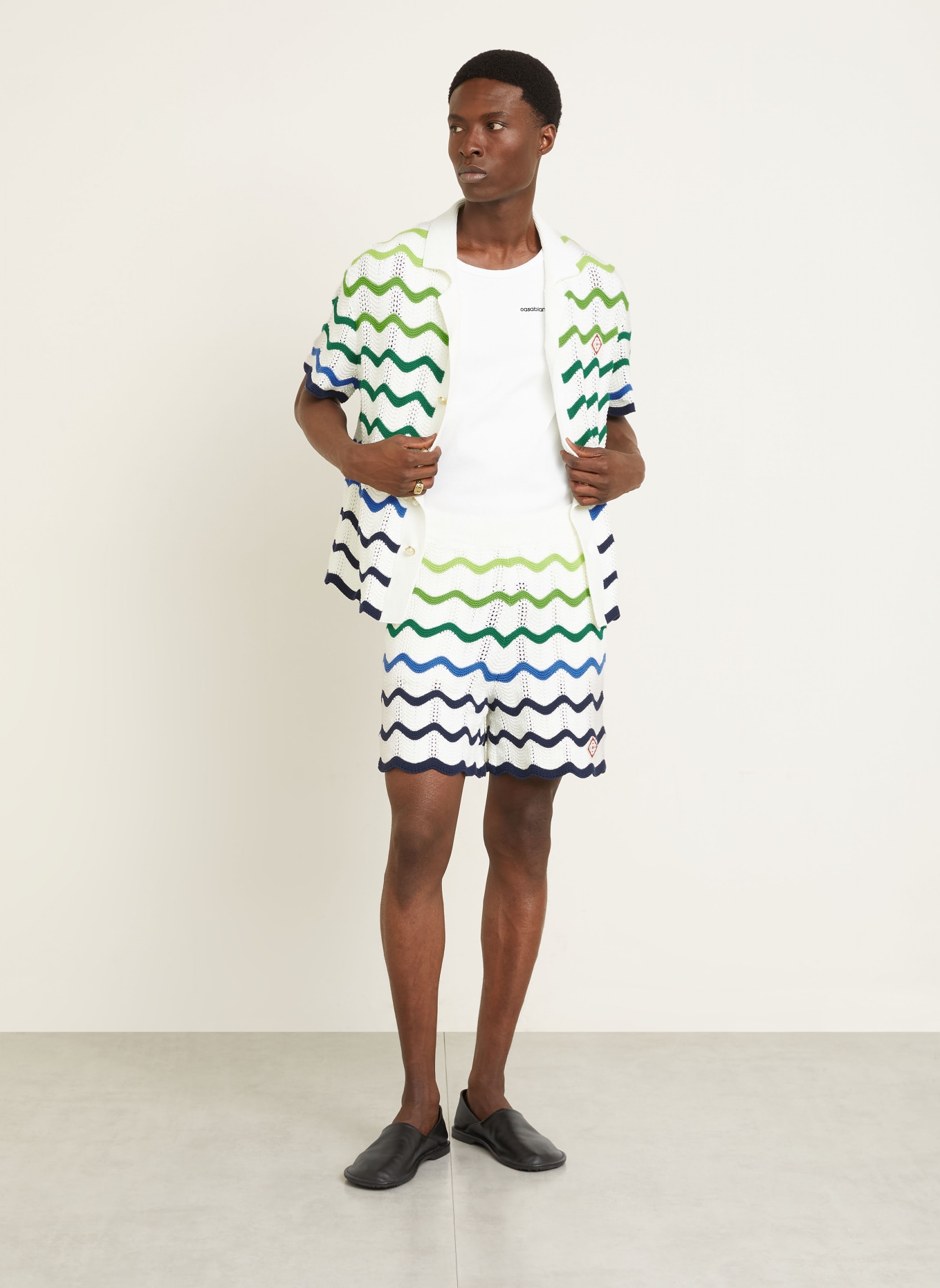 Casablanca Strickshorts: WEISS / GRÜN / BLAU