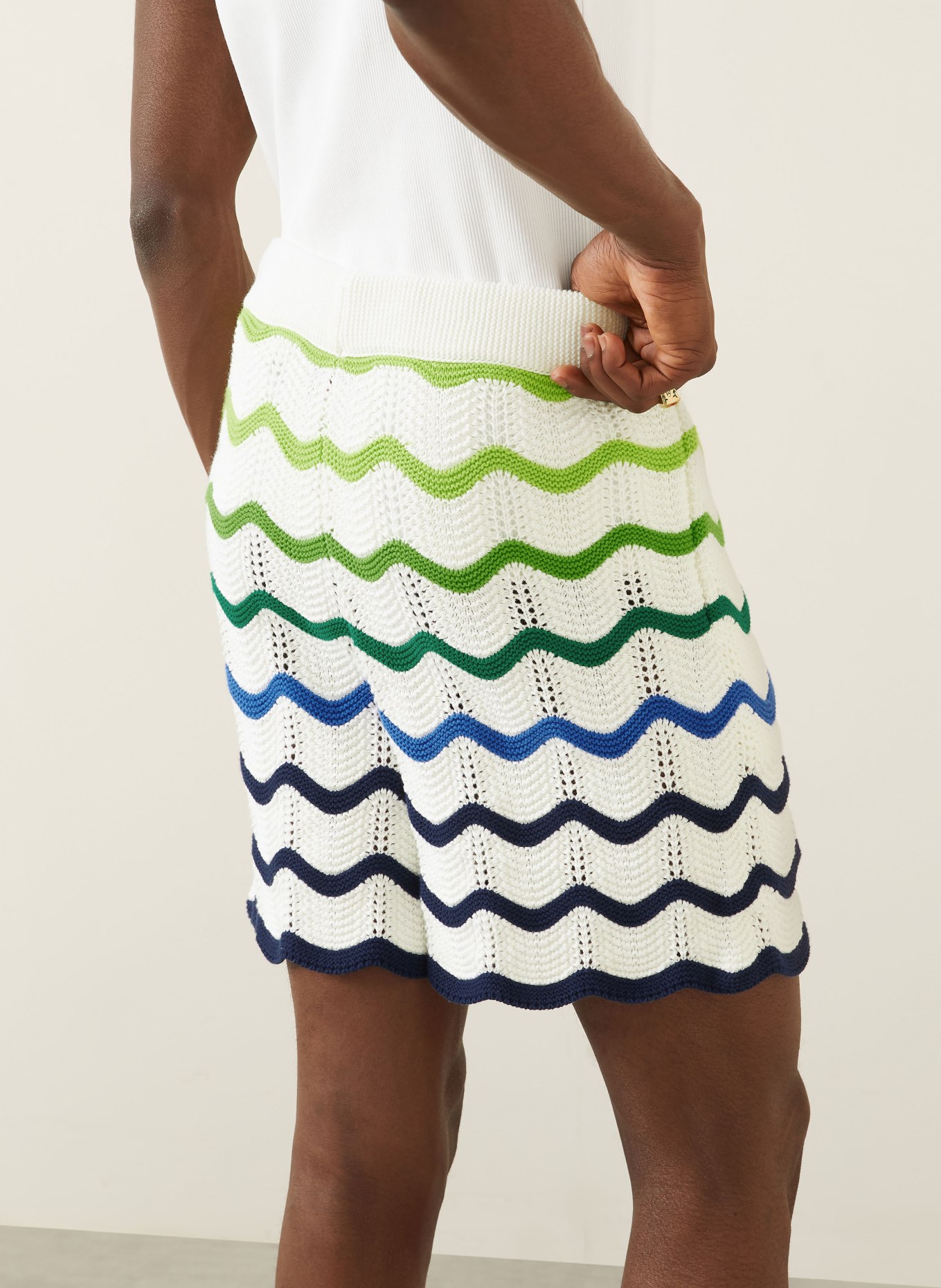 Casablanca Strickshorts: WEISS / GRÜN / BLAU