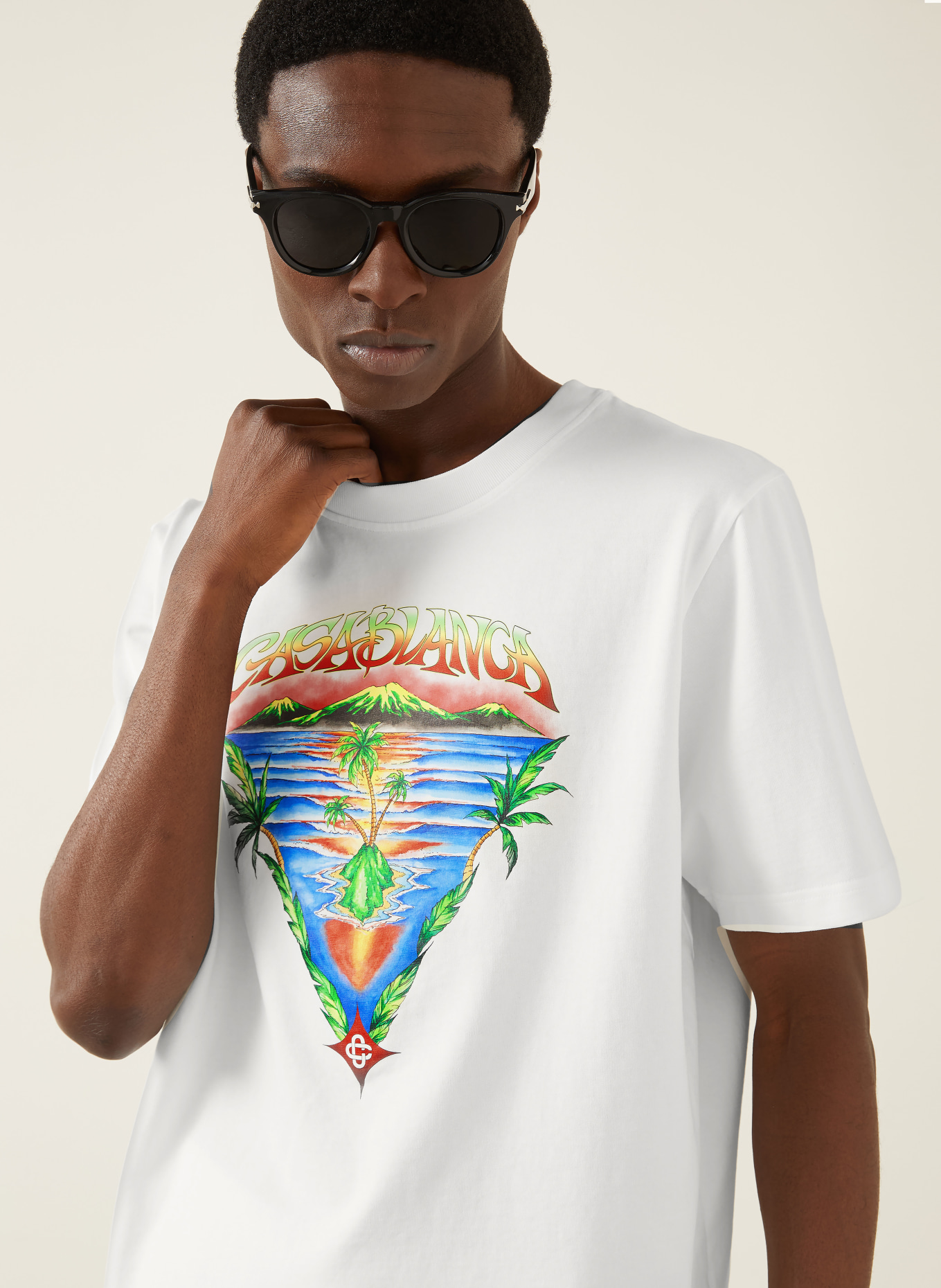 Casablanca T-Shirt INNOCENCE: WEISS / ORANGE / BLAU