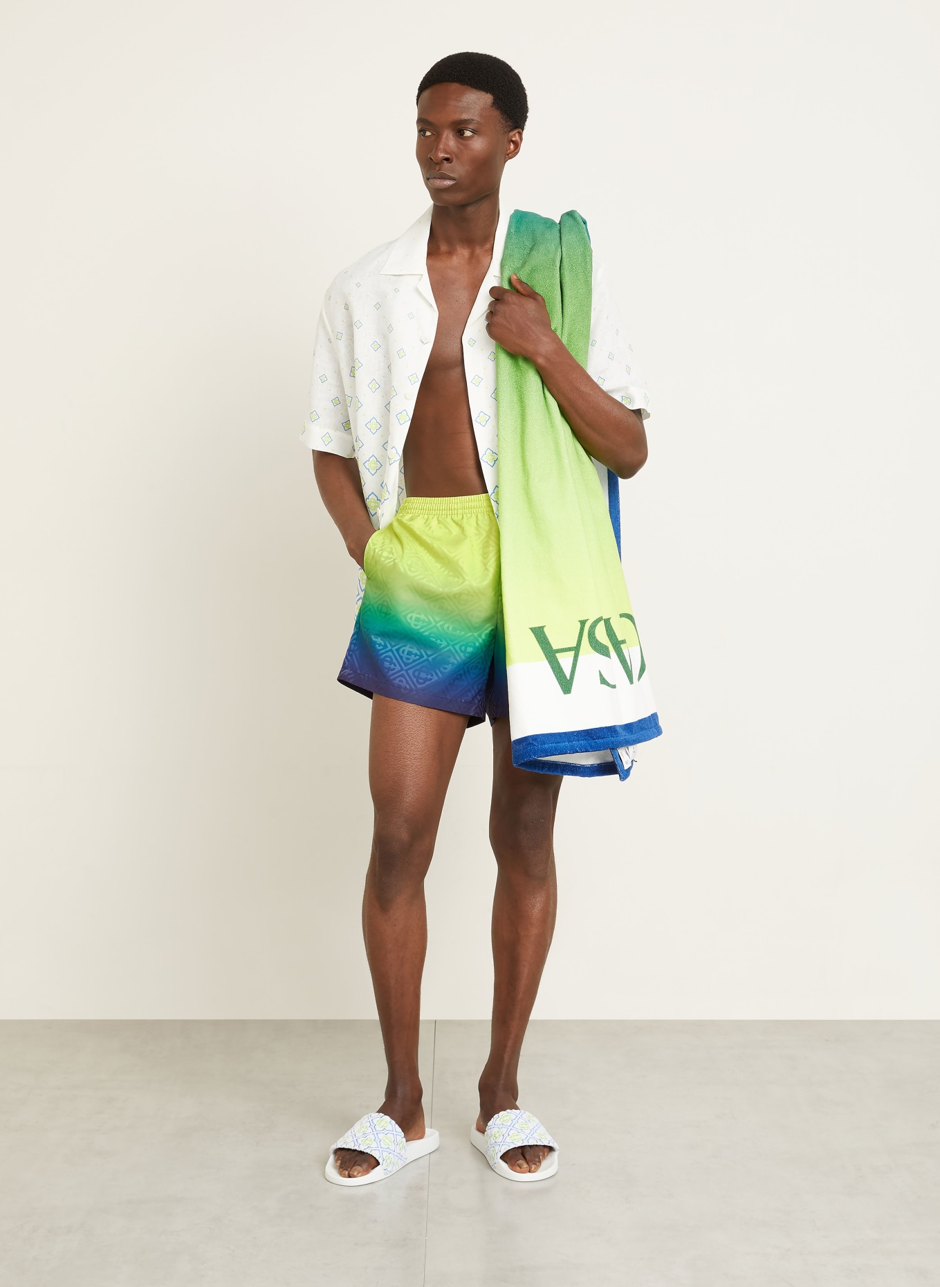 Casablanca swim shorts: LIGHT GREEN / TURQUOISE / BLUE