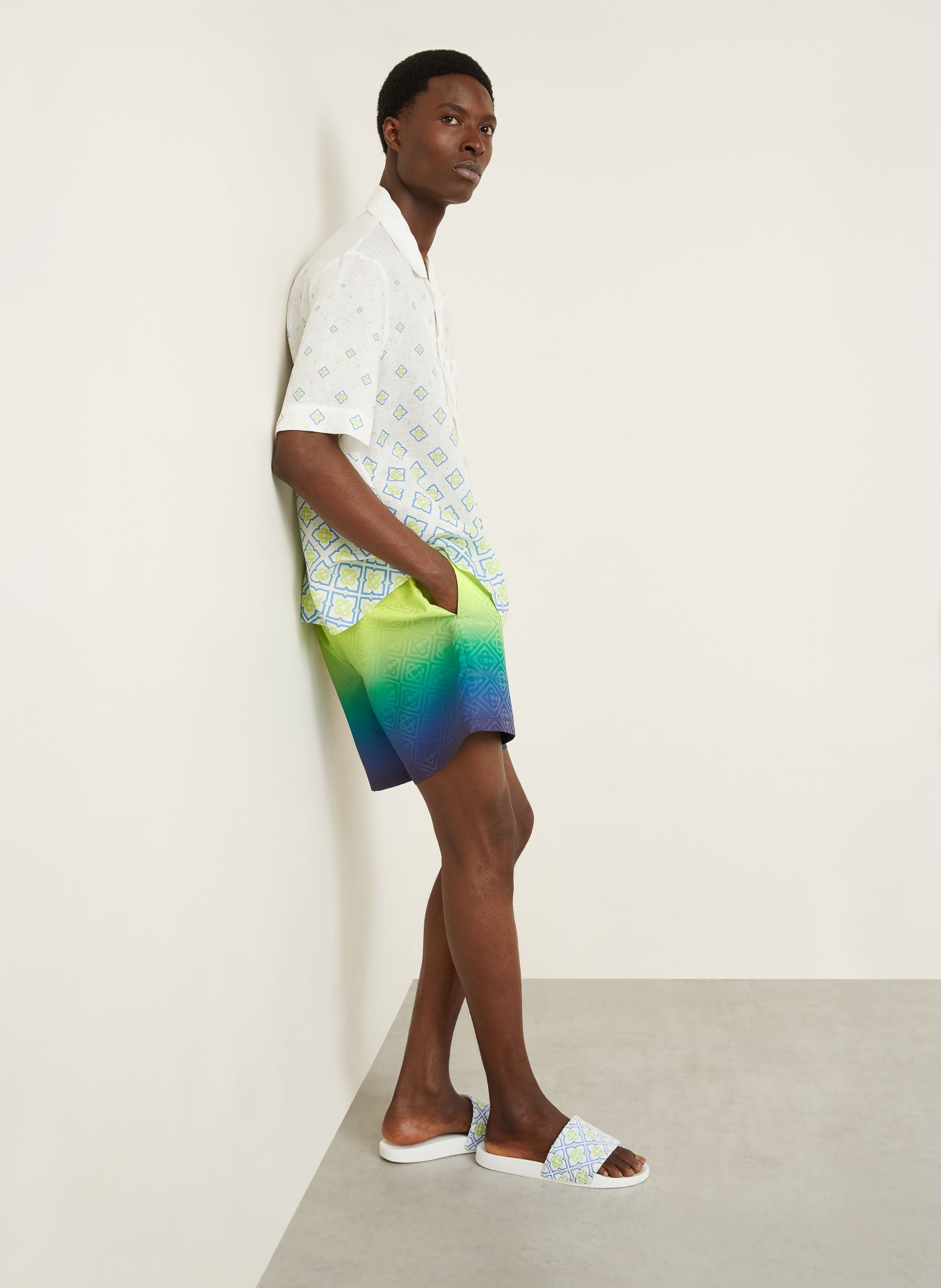 Casablanca swim shorts: LIGHT GREEN / TURQUOISE / BLUE