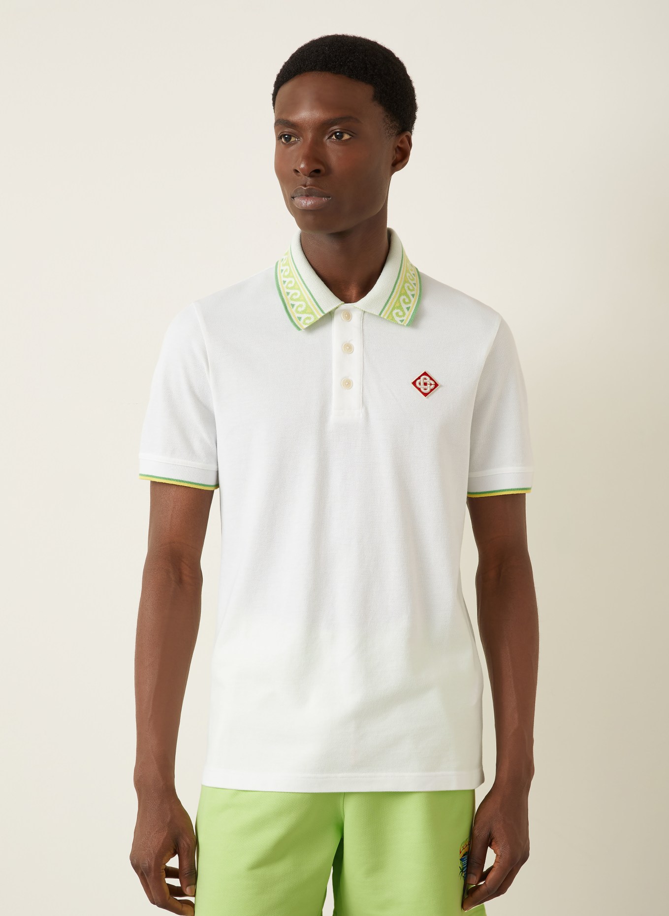 Casablanca Piqué-Poloshirt LAUREL: WEISS / HELLGRÜN