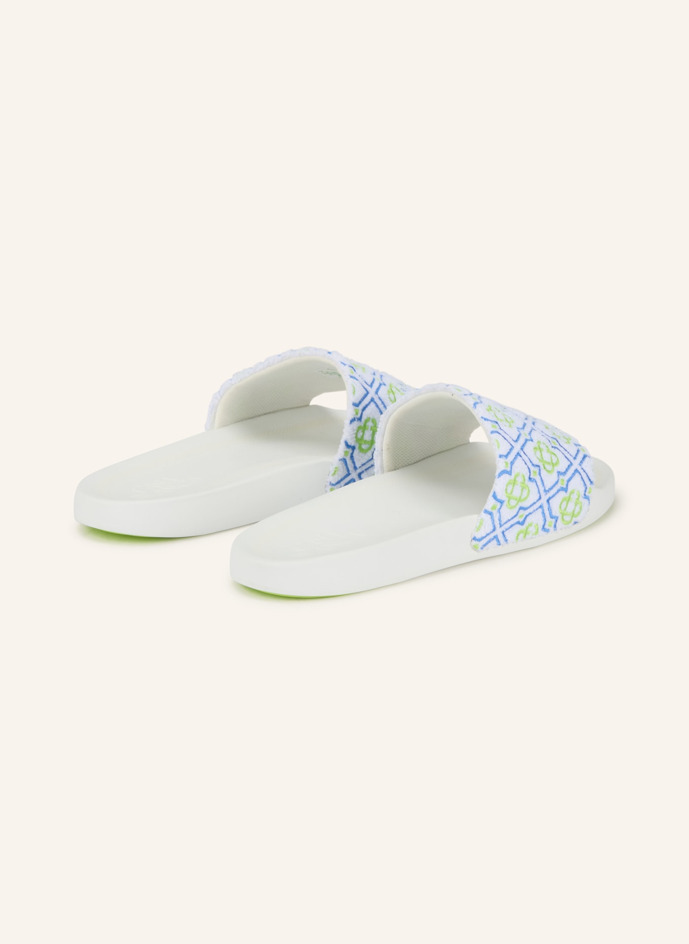 Casablanca Pantolette: ECRU / NEONGRÜN / HELLBLAU