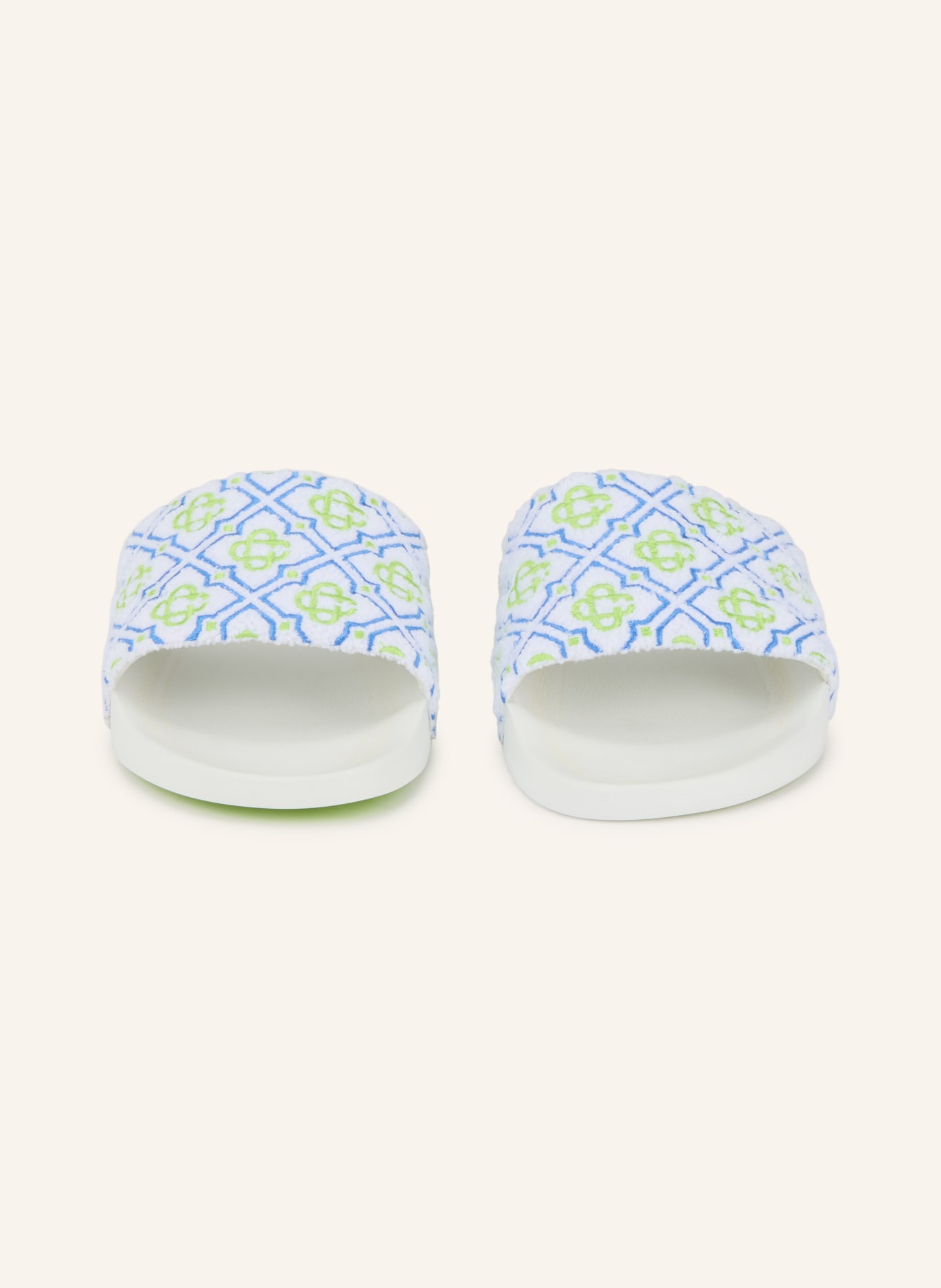 Casablanca Pantolette: ECRU / NEONGRÜN / HELLBLAU