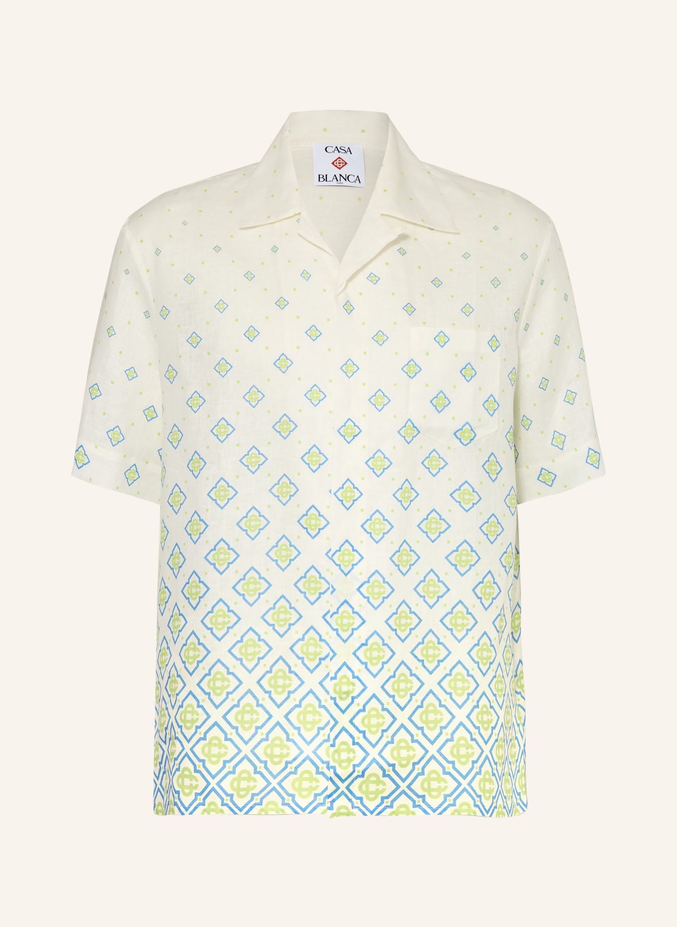 Casablanca Resorthemd Comfort Fit aus Leinen: WEISS / HELLGRÜN / BLAU