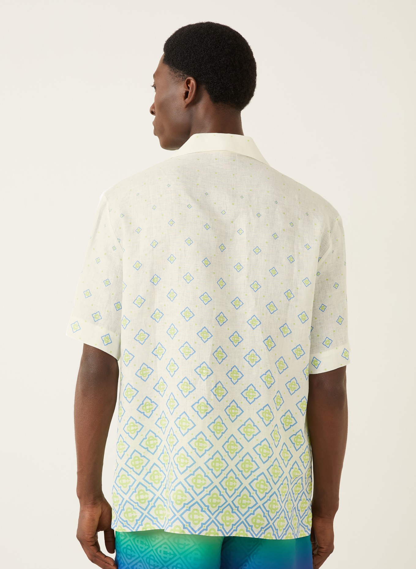 Casablanca Resorthemd Comfort Fit aus Leinen: WEISS / HELLGRÜN / BLAU