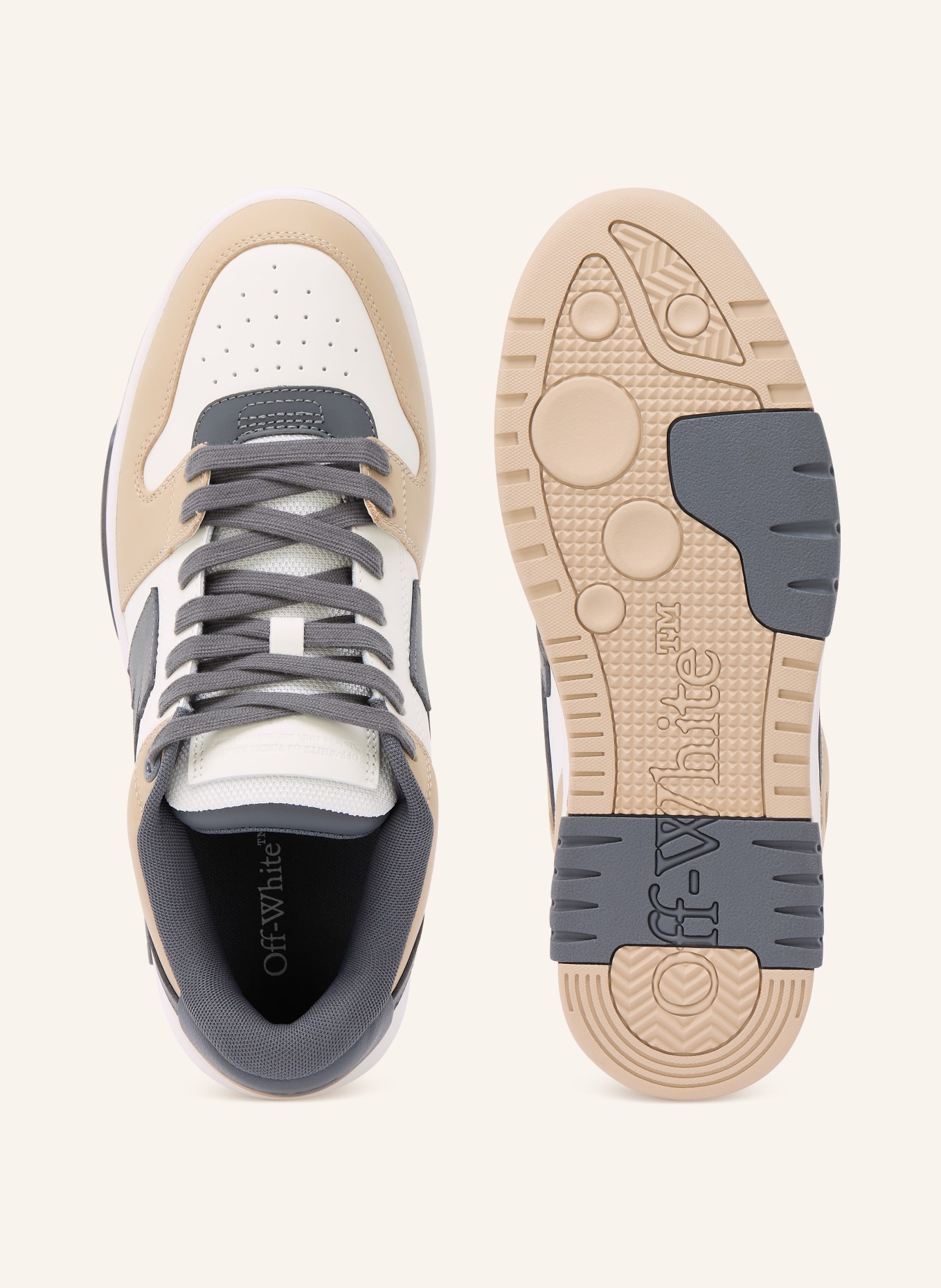 Off-White Sneaker OUT OF OFFICE: WEISS / BEIGE / DUNKELGRAU