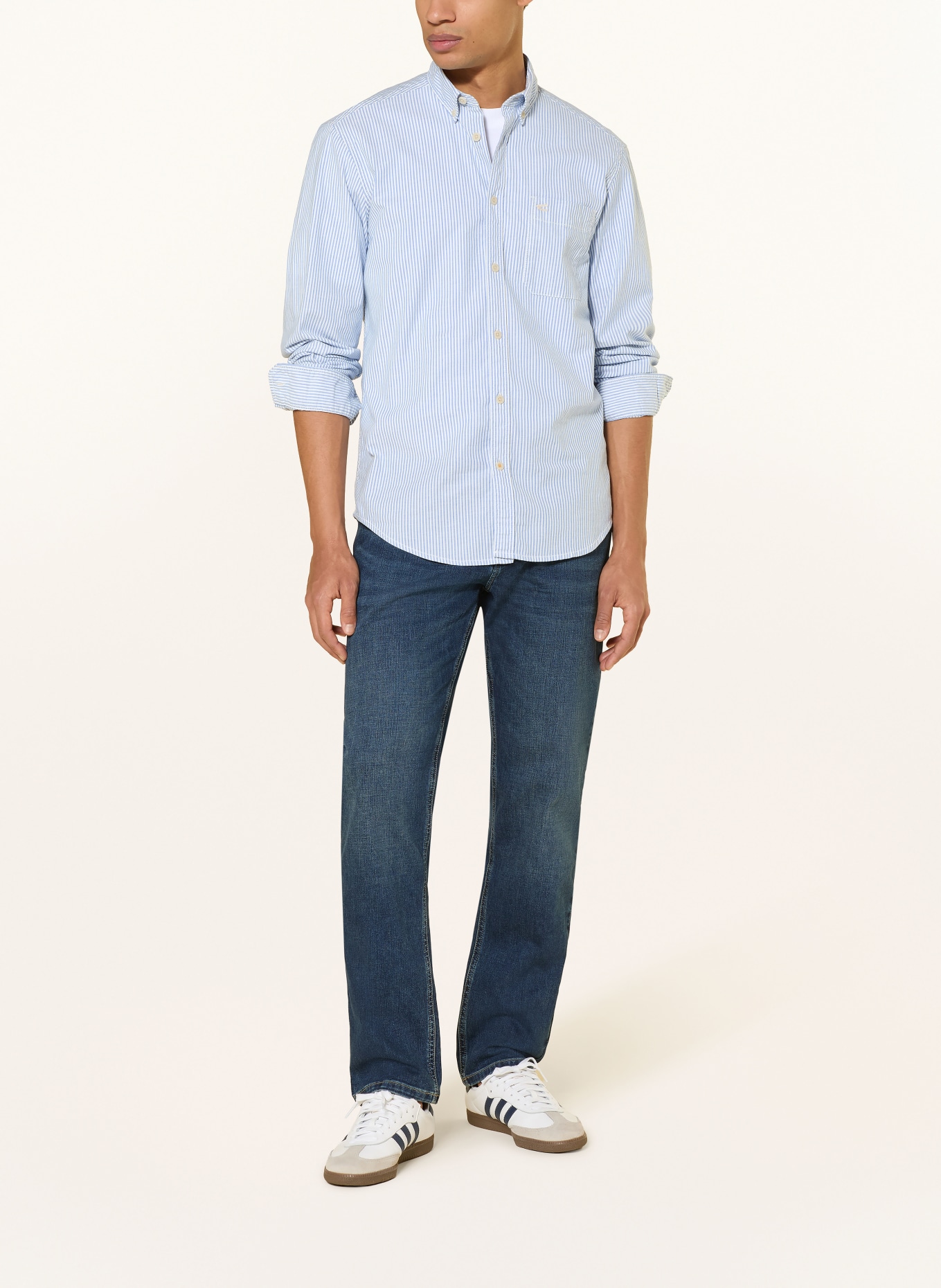 camel active Hemd Regular Fit: BLAU / WEISS