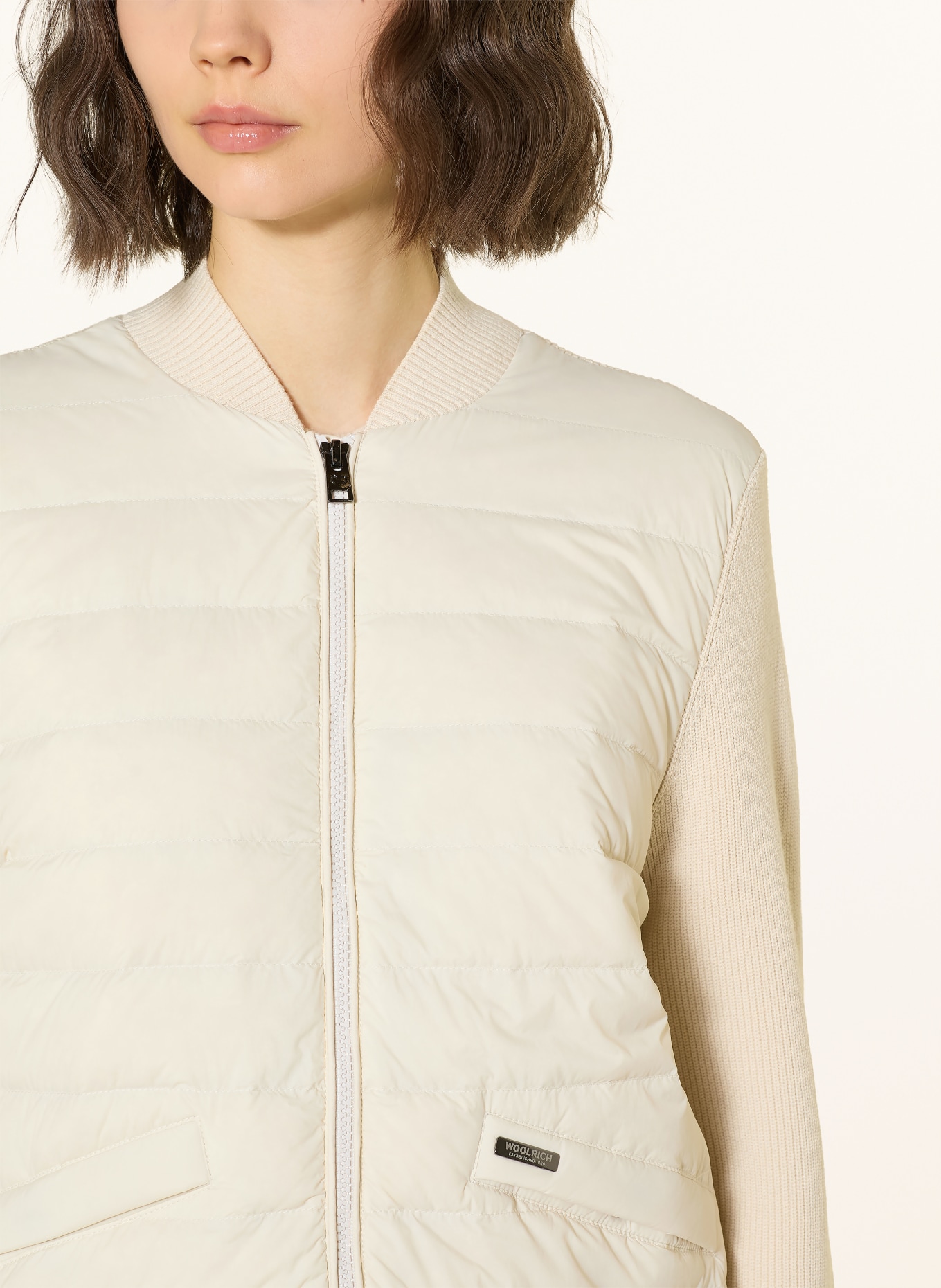 WOOLRICH Down jacket in a mix of materials: CREAM