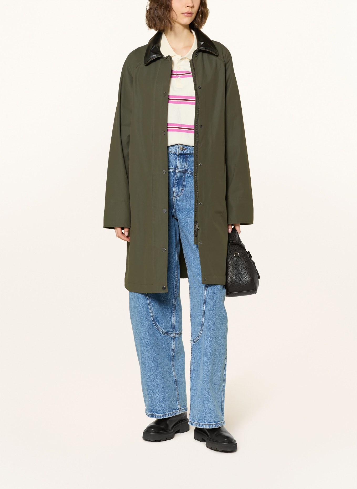 WOOLRICH Regenmantel: OLIV / SCHWARZ