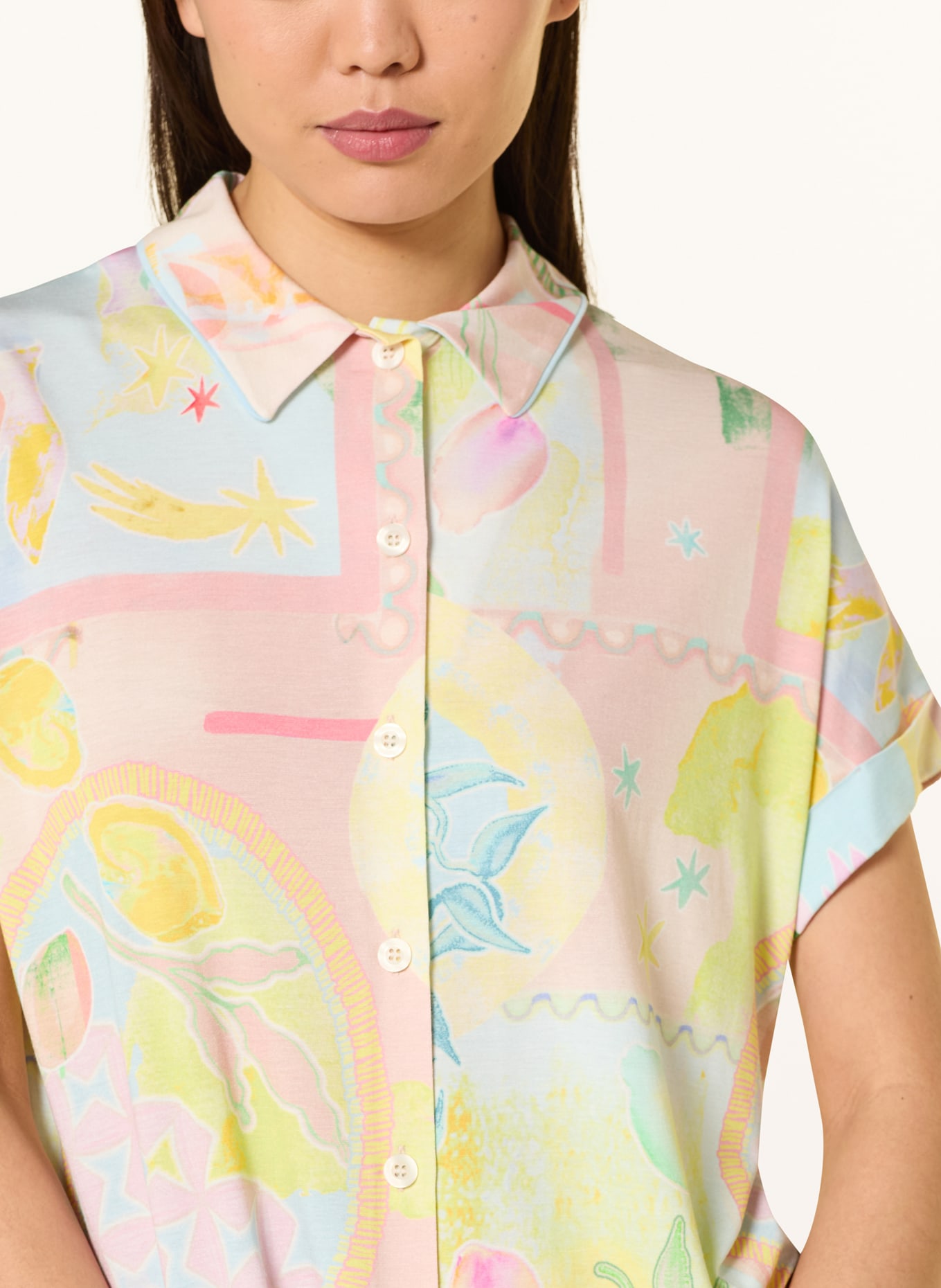 mey Shorty-Schlafanzug Serie MYSTIC VOYGE: HELLBLAU / ROSA / GELB