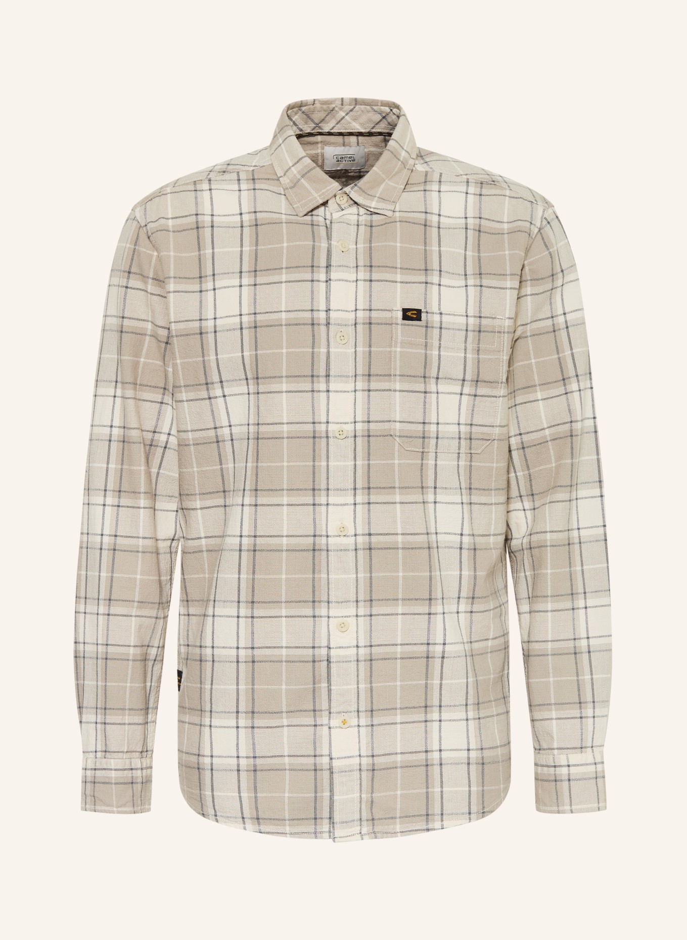 camel active Hemd Regular Fit: TAUPE / CREME / DUNKELGRAU