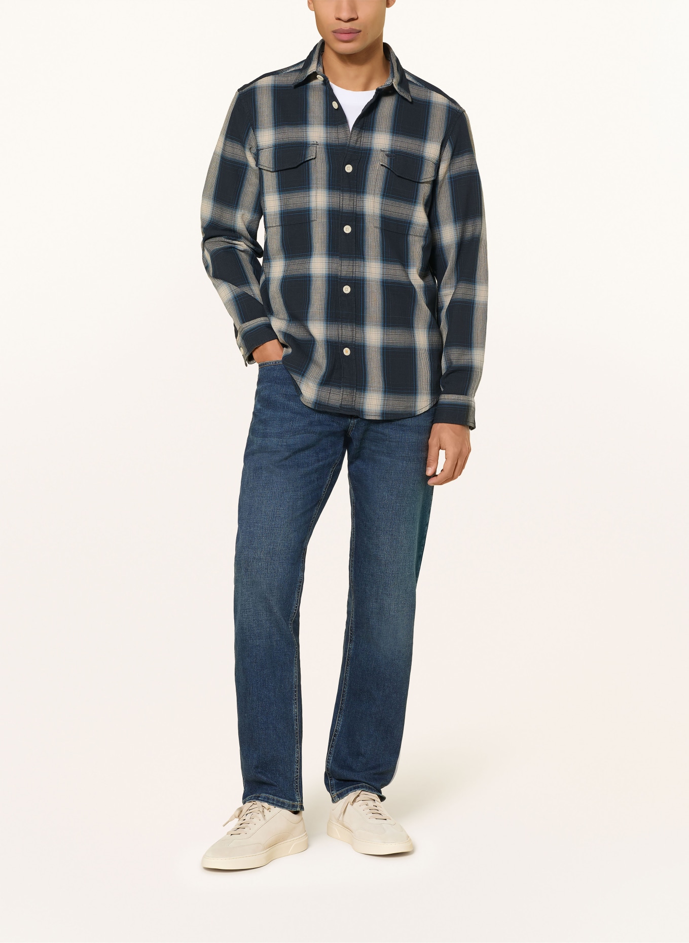 camel active Hemd Regular Fit: DUNKELBLAU / HELLGRAU / BLAU