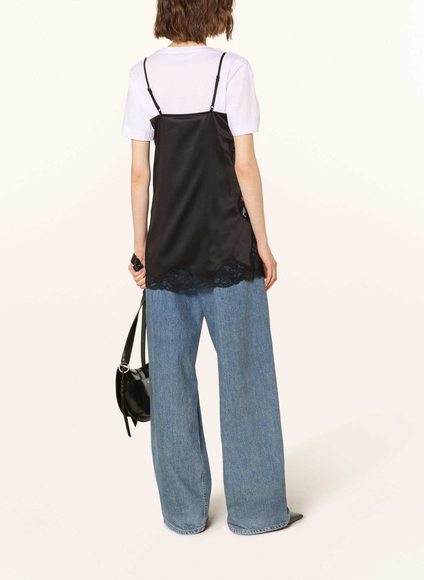 MRS & HUGS Satin top with lace: BLACK