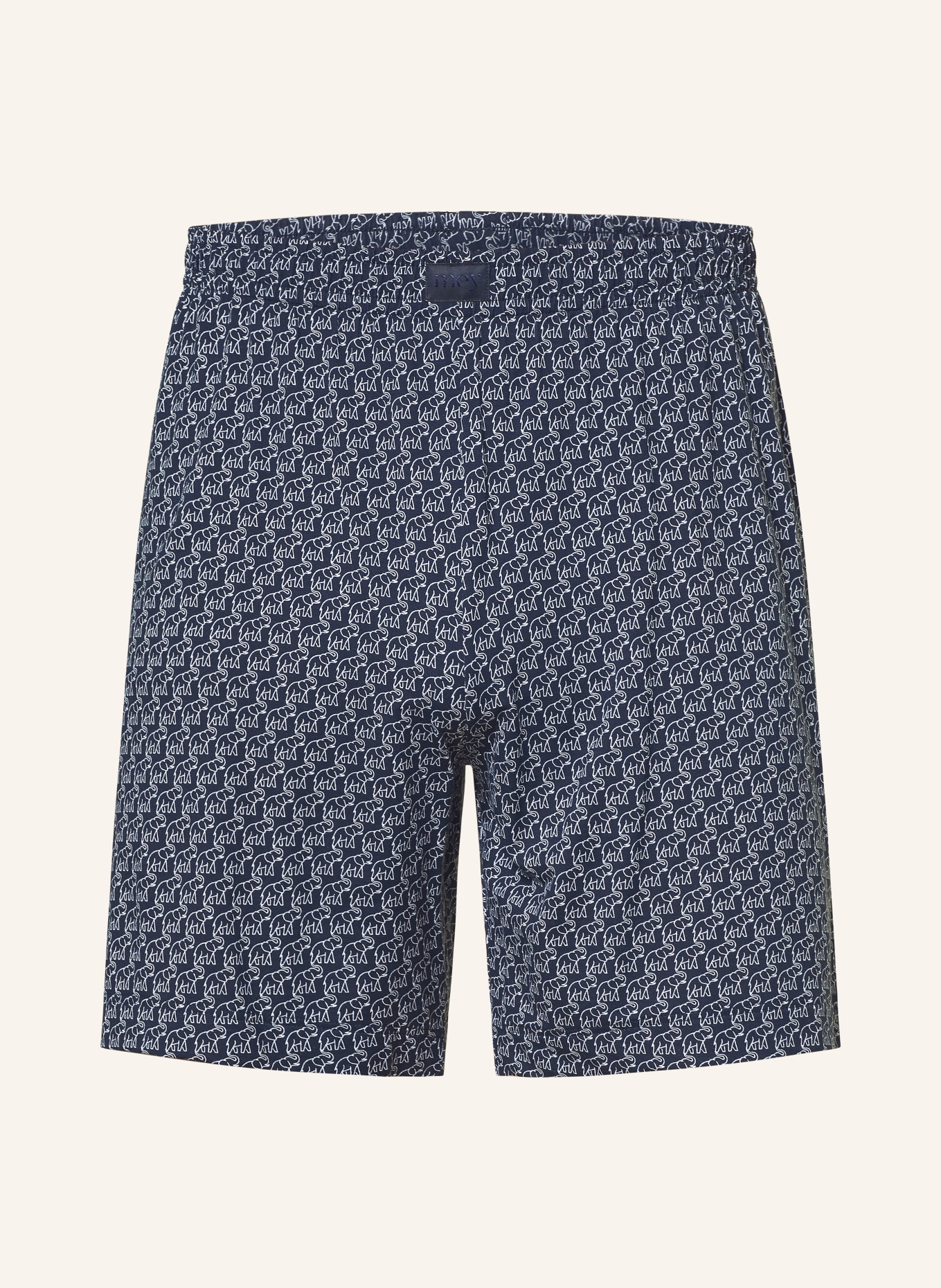 mey Schlafshorts Serie ELEPHANT WALK: DUNKELBLAU / WEISS