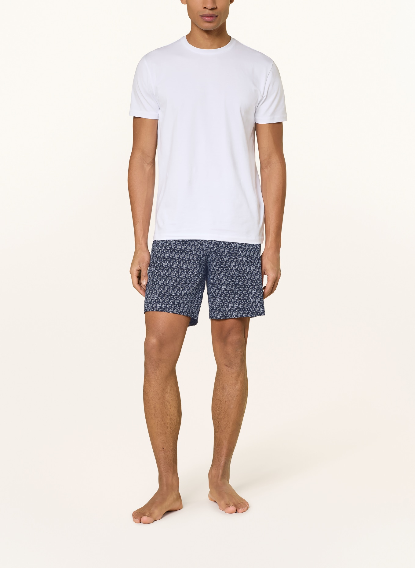 mey Schlafshorts Serie ELEPHANT WALK: DUNKELBLAU / WEISS