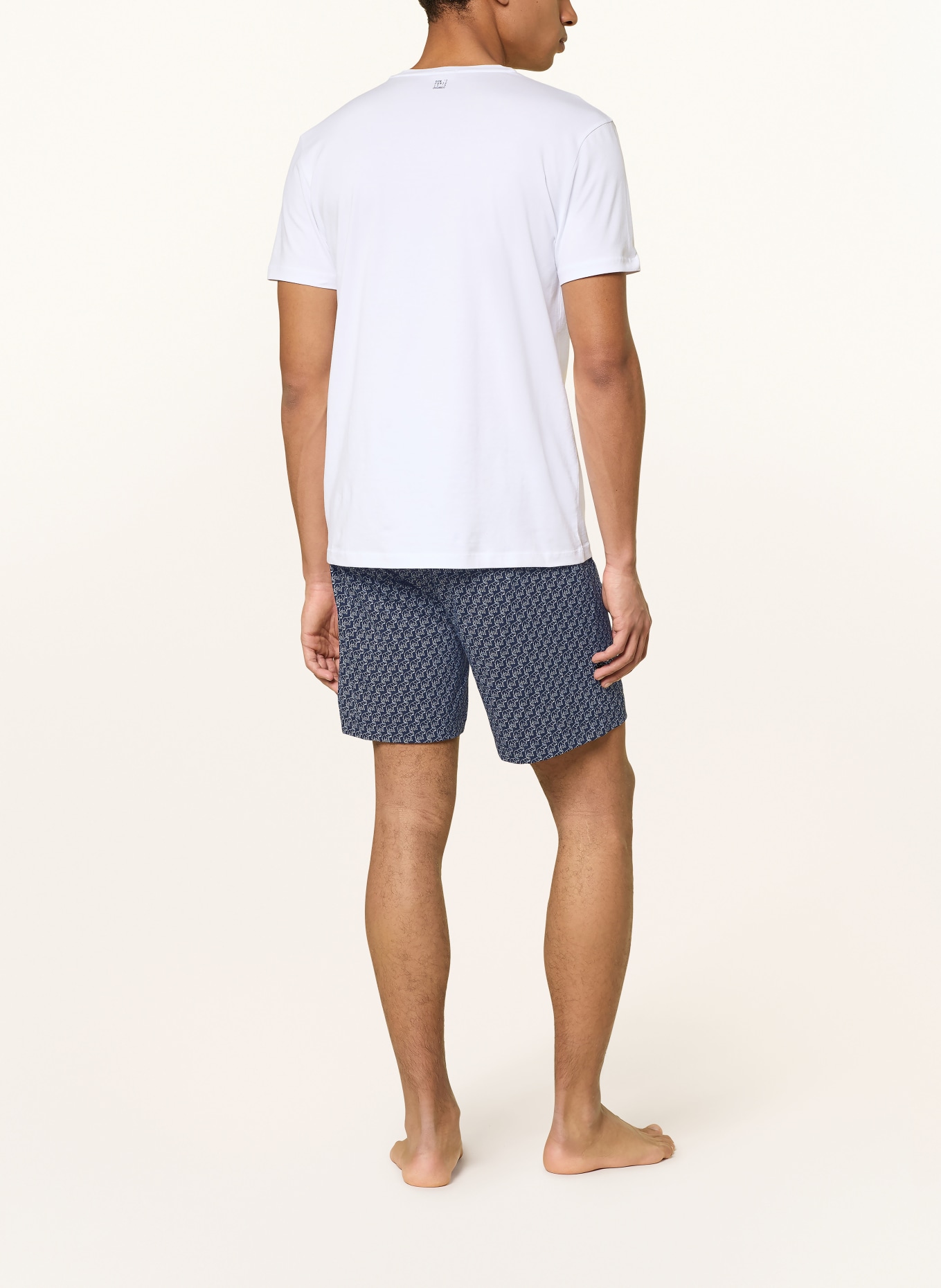 mey Schlafshorts Serie ELEPHANT WALK: DUNKELBLAU / WEISS