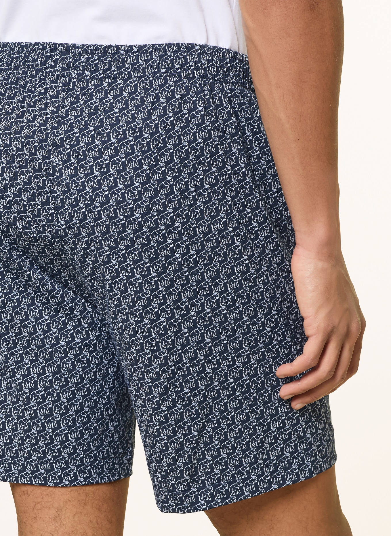 mey Schlafshorts Serie ELEPHANT WALK: DUNKELBLAU / WEISS