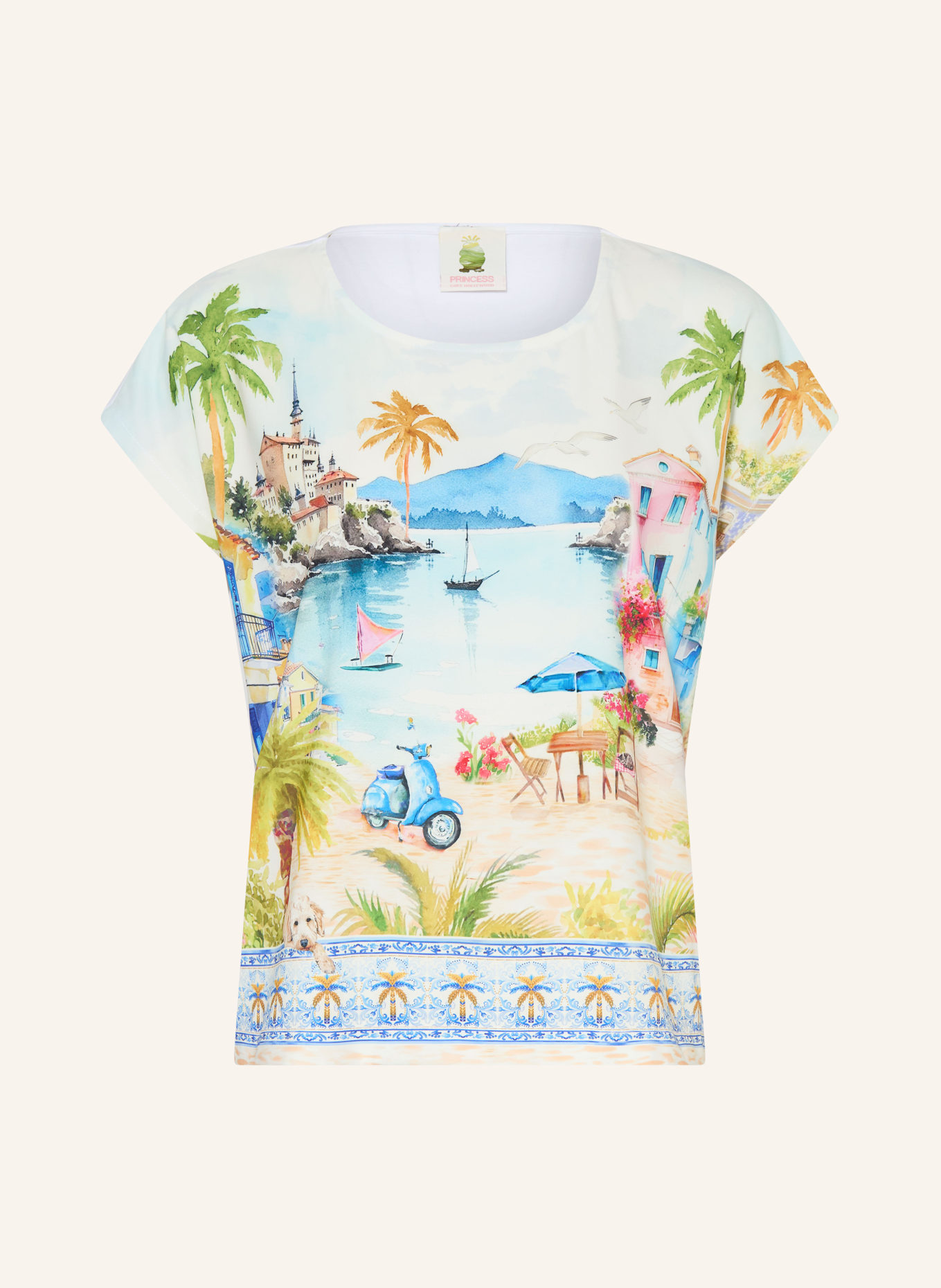 Princess GOES HOLLYWOOD T-shirt en mélange de matières: BLANC / VERT / BLEU