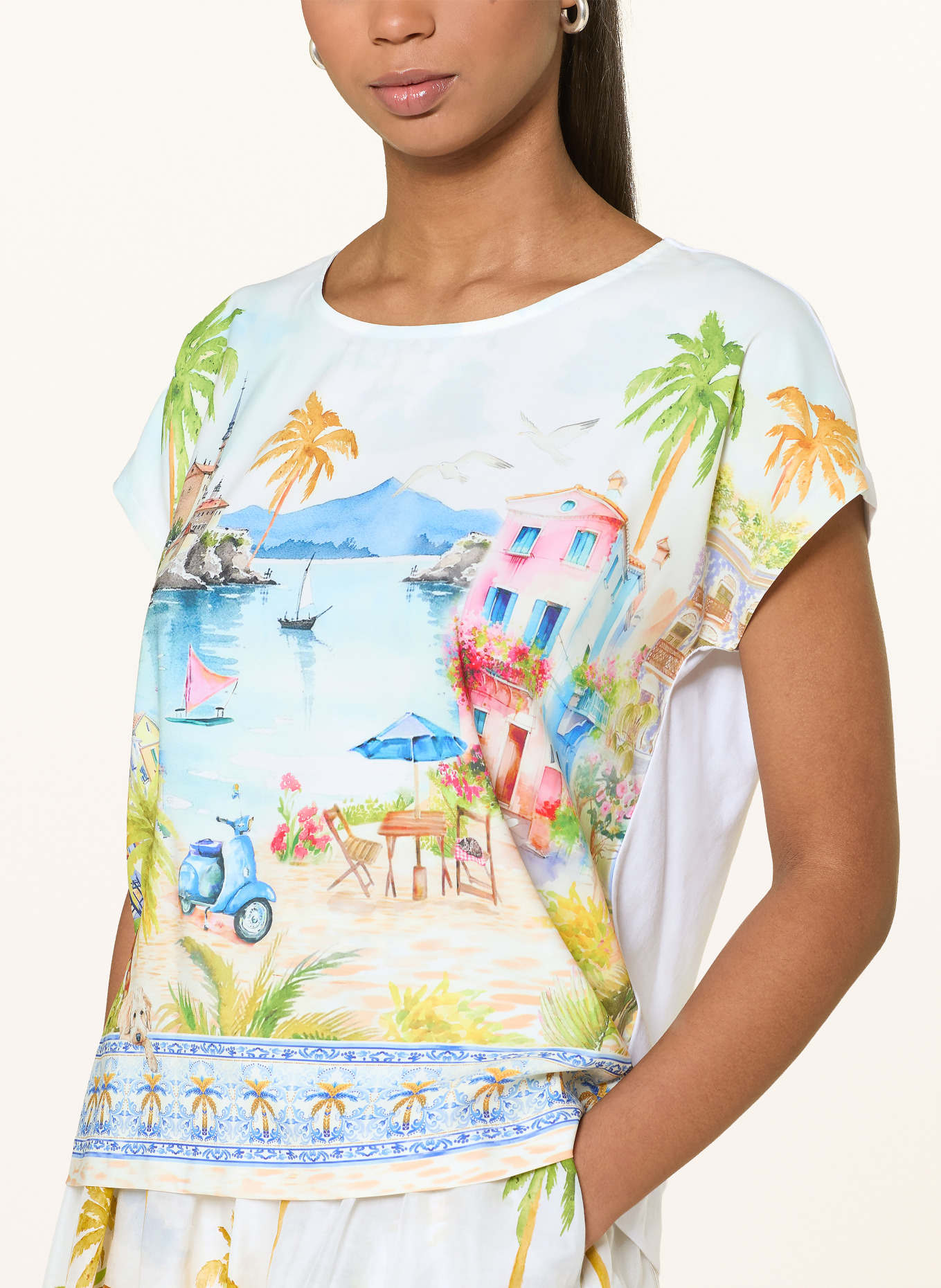 Princess GOES HOLLYWOOD T-shirt en mélange de matières: BLANC / VERT / BLEU