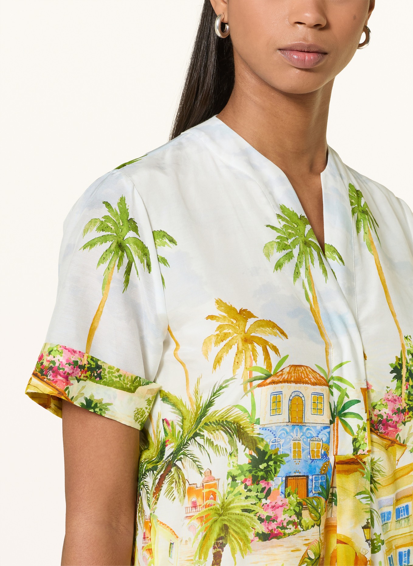 Princess GOES HOLLYWOOD Kleid mit Seide: WEISS / DUNKELGELB / BLAU