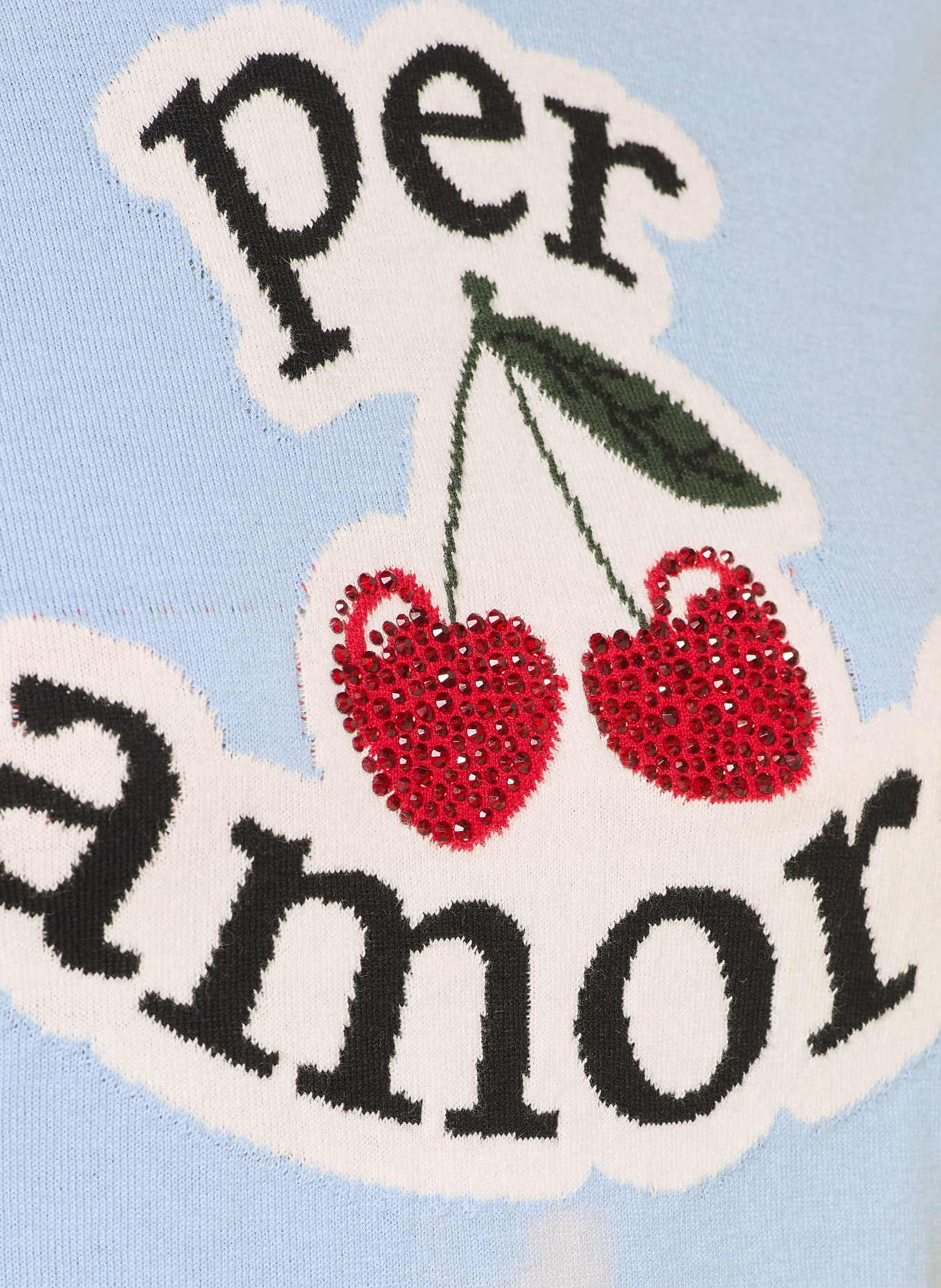 Princess GOES HOLLYWOOD Strickshirt mit Schmucksteinen: HELLBLAU / ECRU / ROT