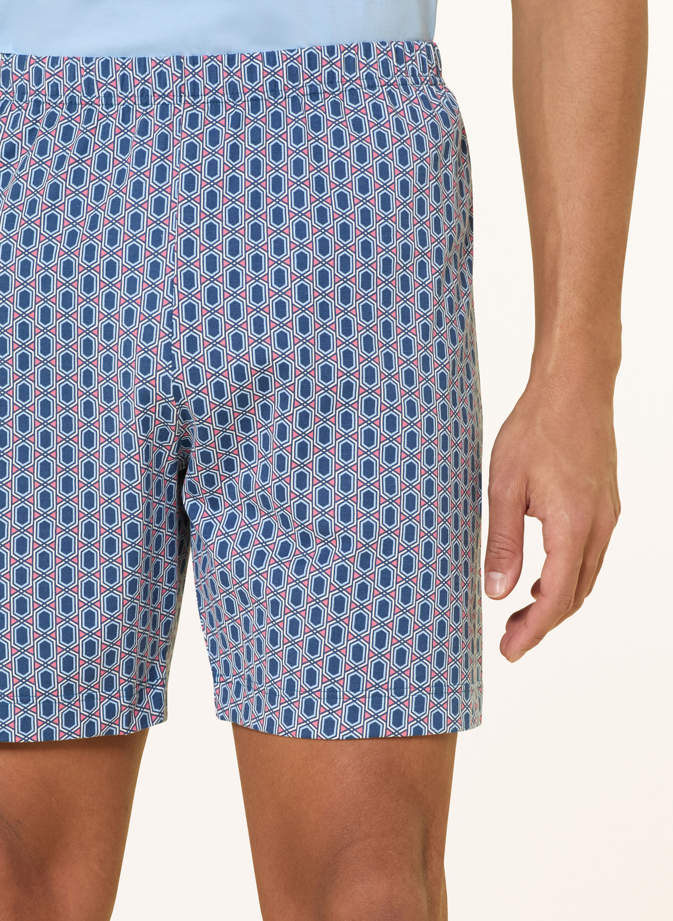 mey Shorty pajamas series STRAIGHT GEO: LIGHT BLUE / LIGHT RED / DARK BLUE