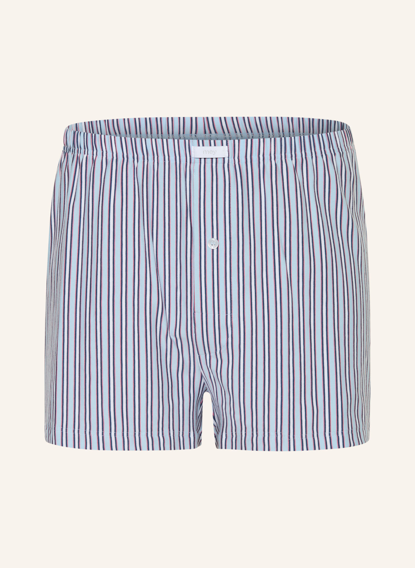 mey Boxershorts RASBERRY STRIPES: HELLBLAU / DUNKELBLAU / WEISS