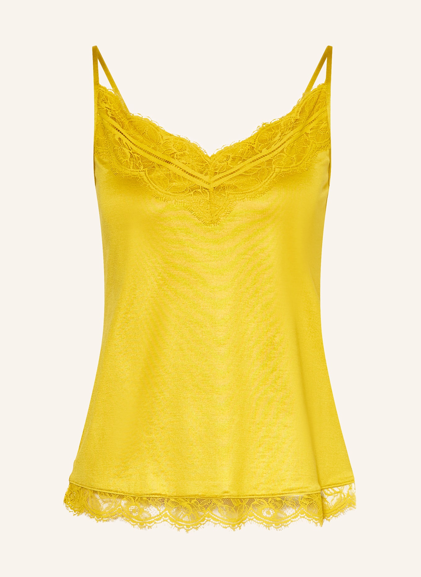 mey Schlaftop Serie SHINE LACE mit Spitze: DUNKELGELB