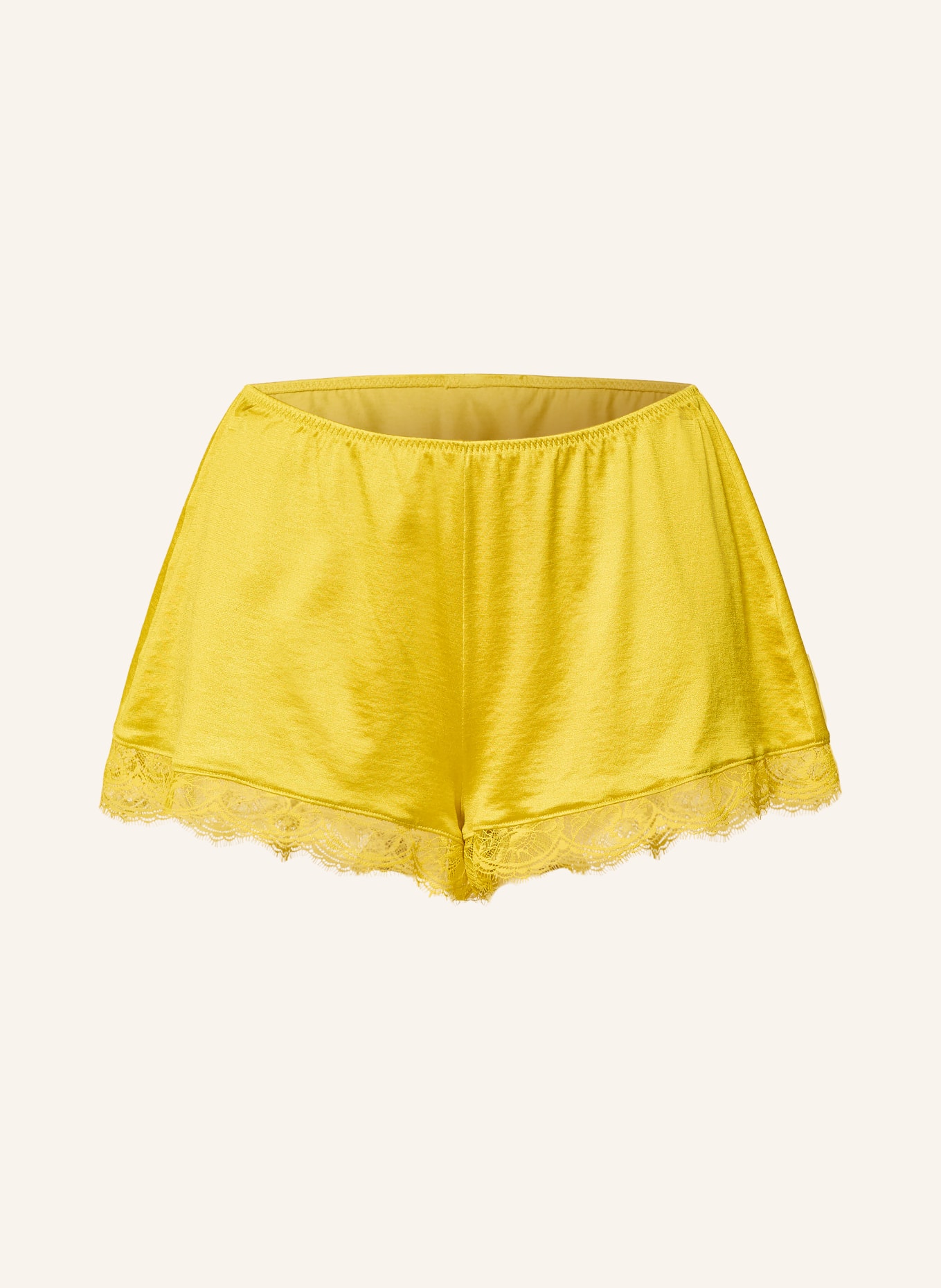 mey Schlafshorts Serie SHINE LACE mit Spitze: DUNKELGELB