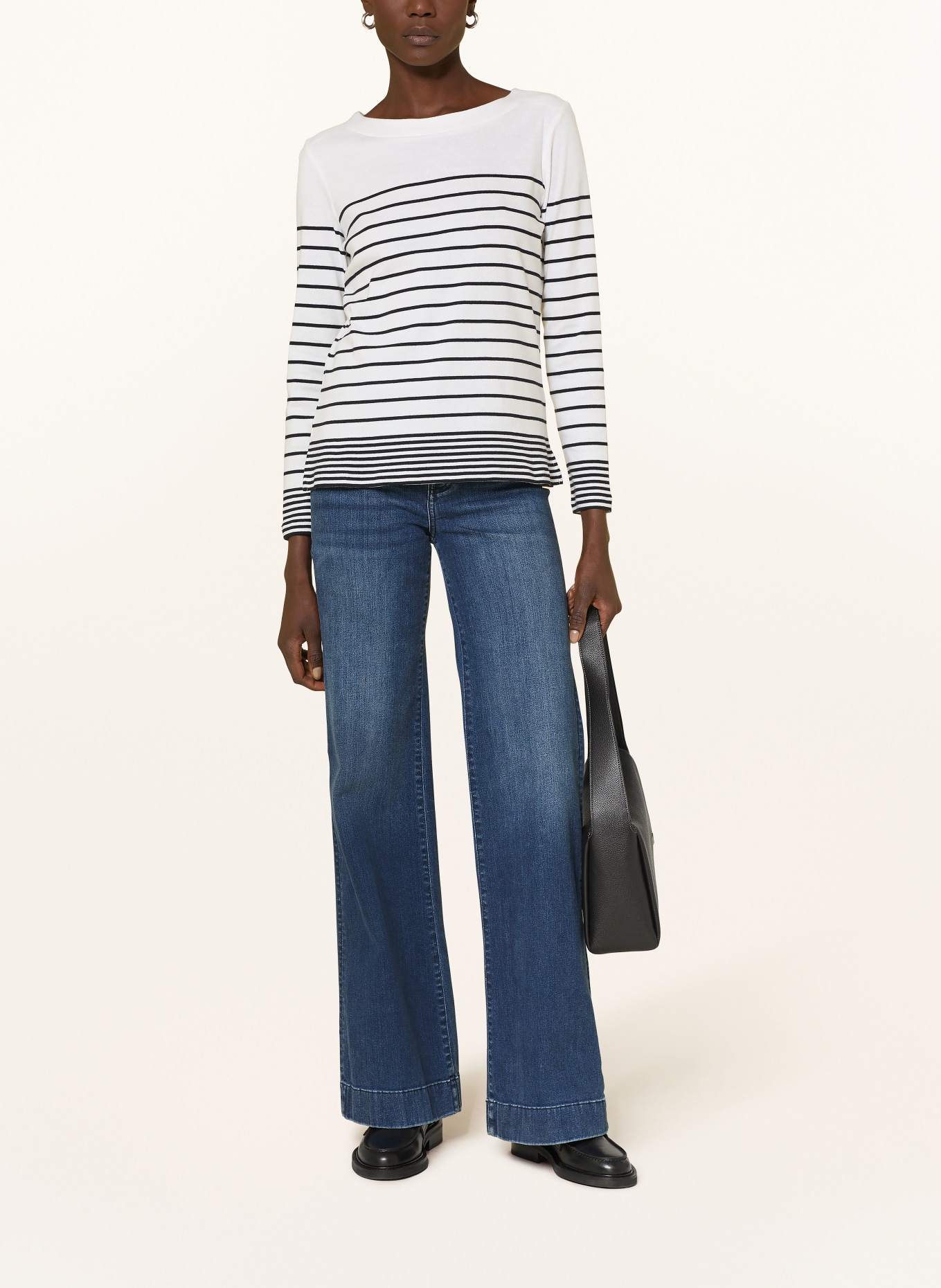 HOBBS CONSTANCE long-sleeved shirt: WHITE / DARK BLUE
